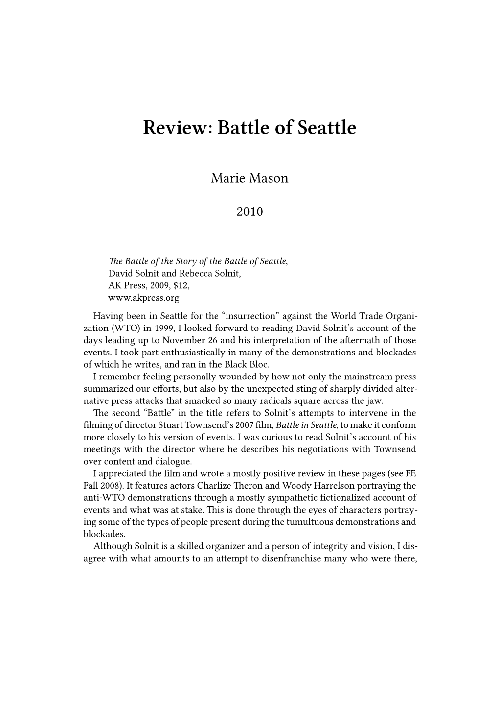 Review: Battle of Seattle