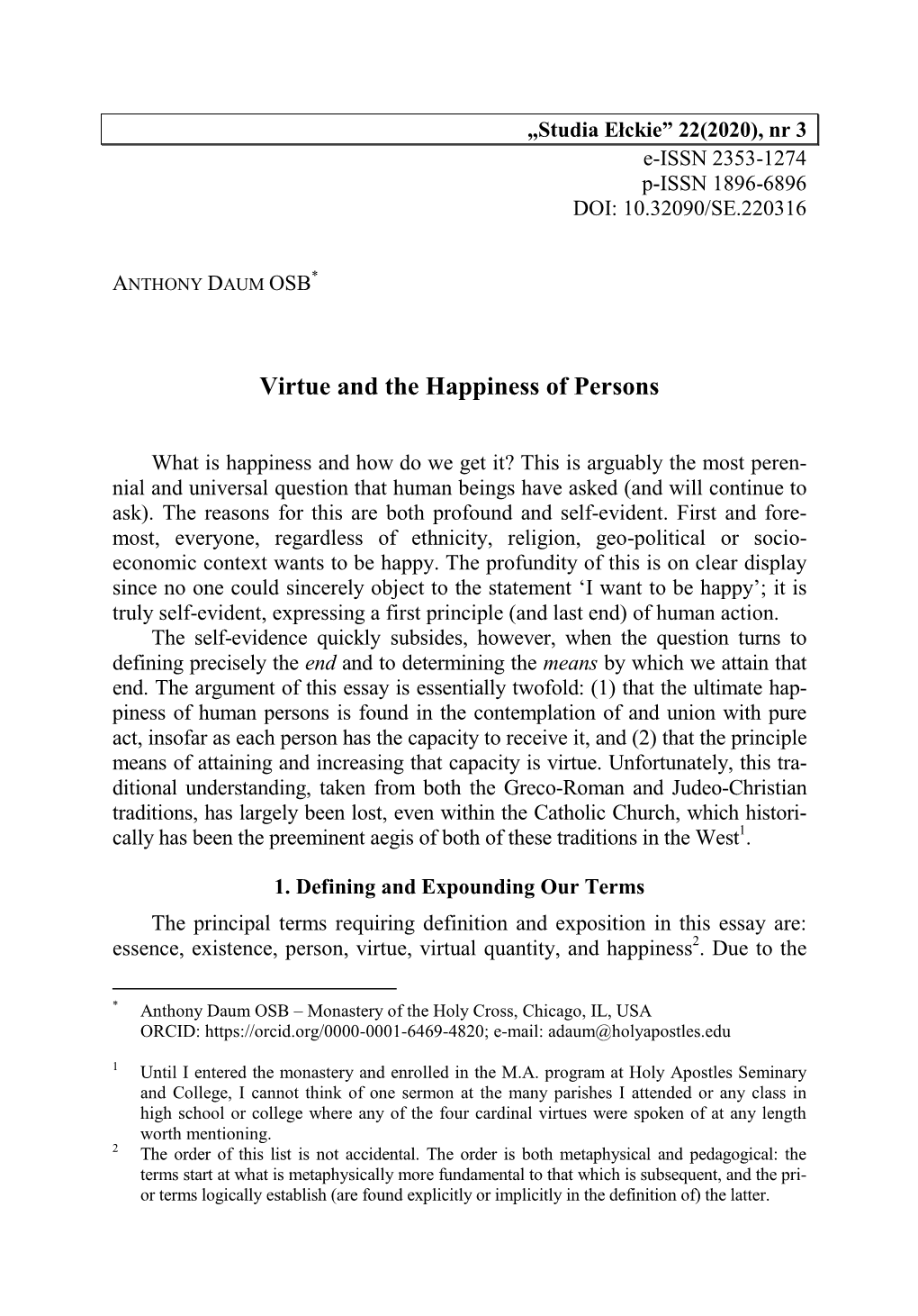 Virtue and the Happiness of Persons