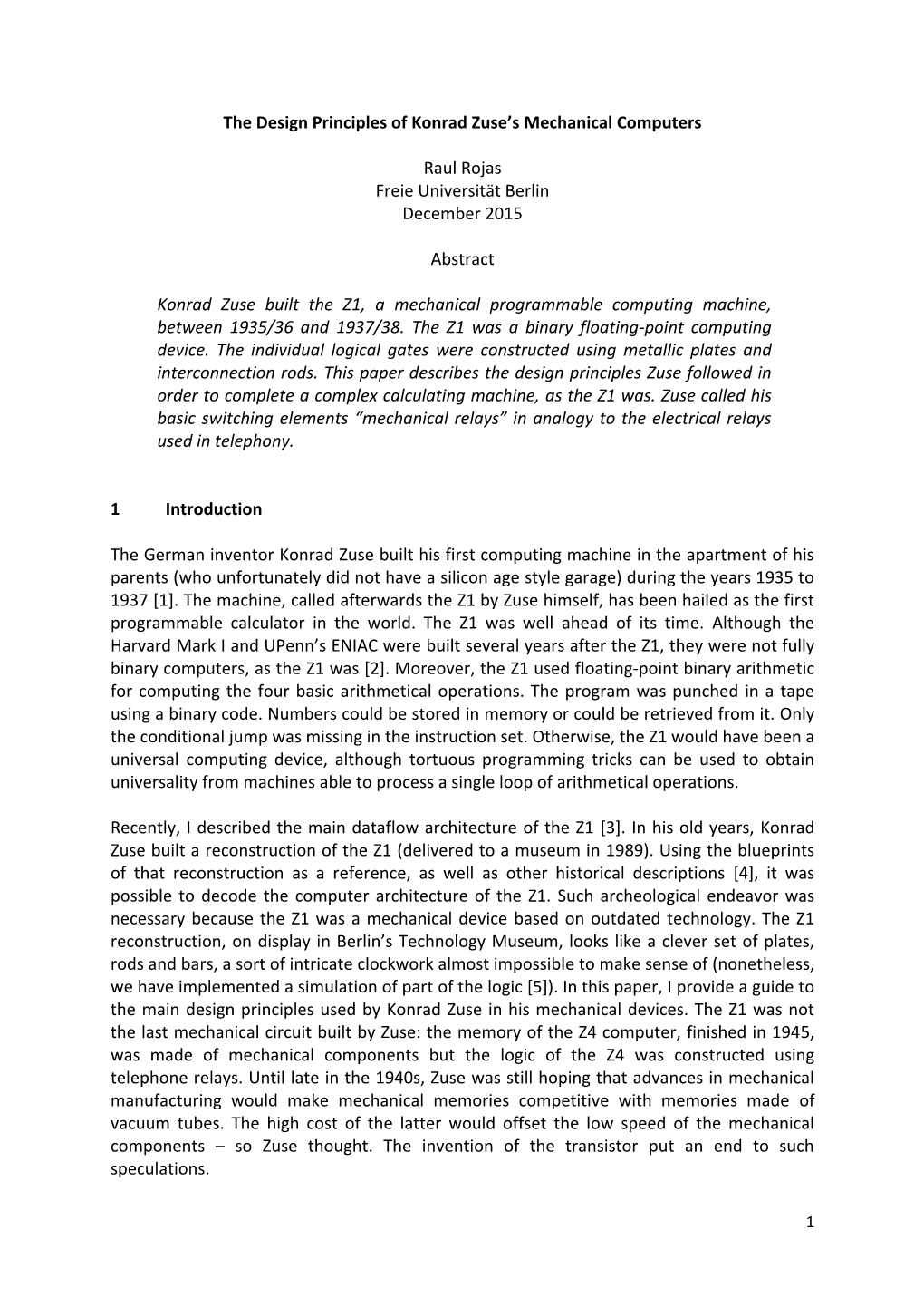 The Design Principles of Konrad Zuse's Mechanical Computers