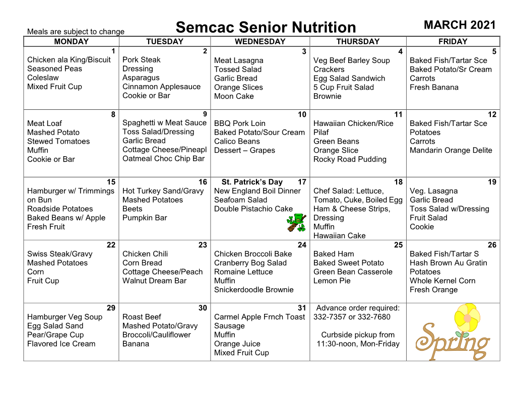 Semcac Senior Nutrition