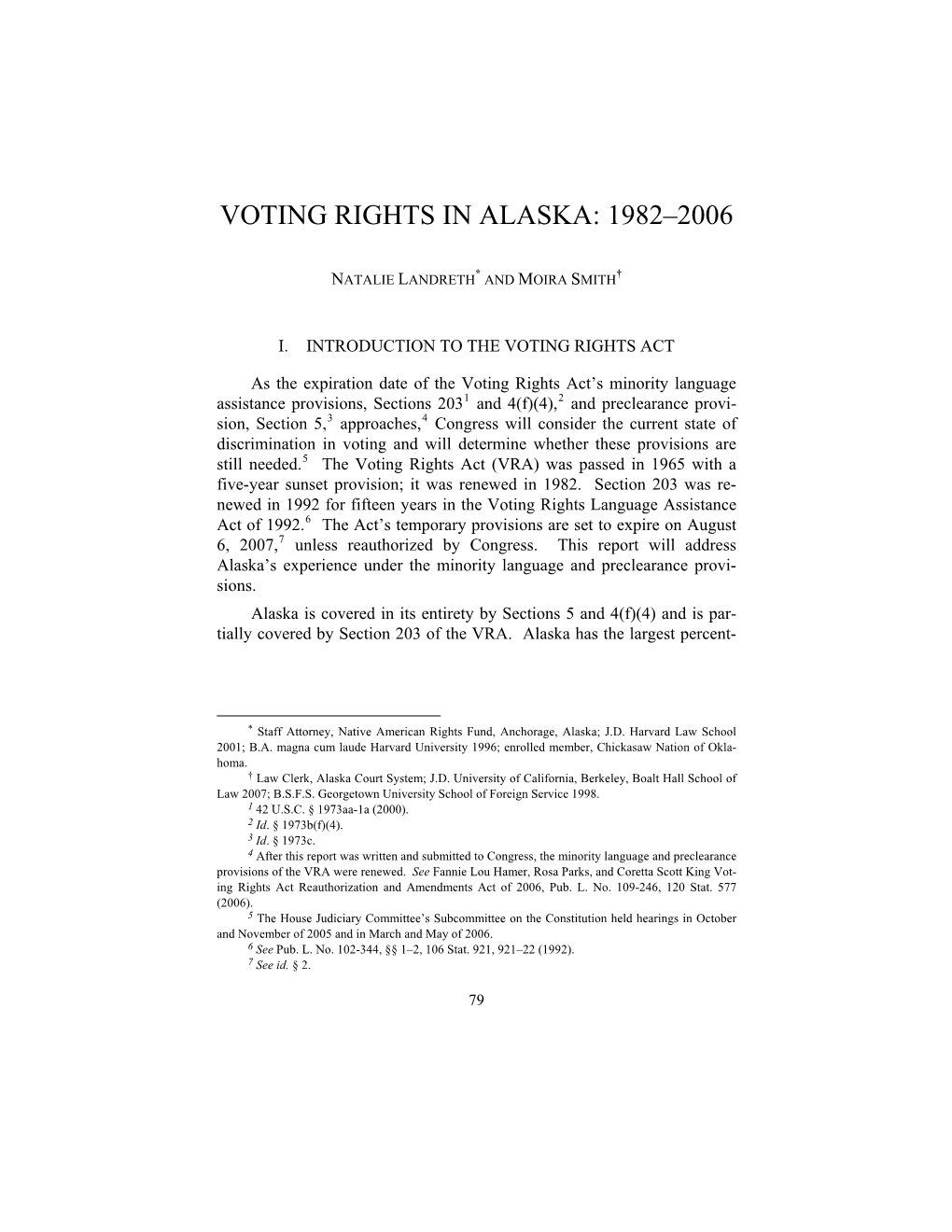 Voting Rights in Alaska: 1982–2006