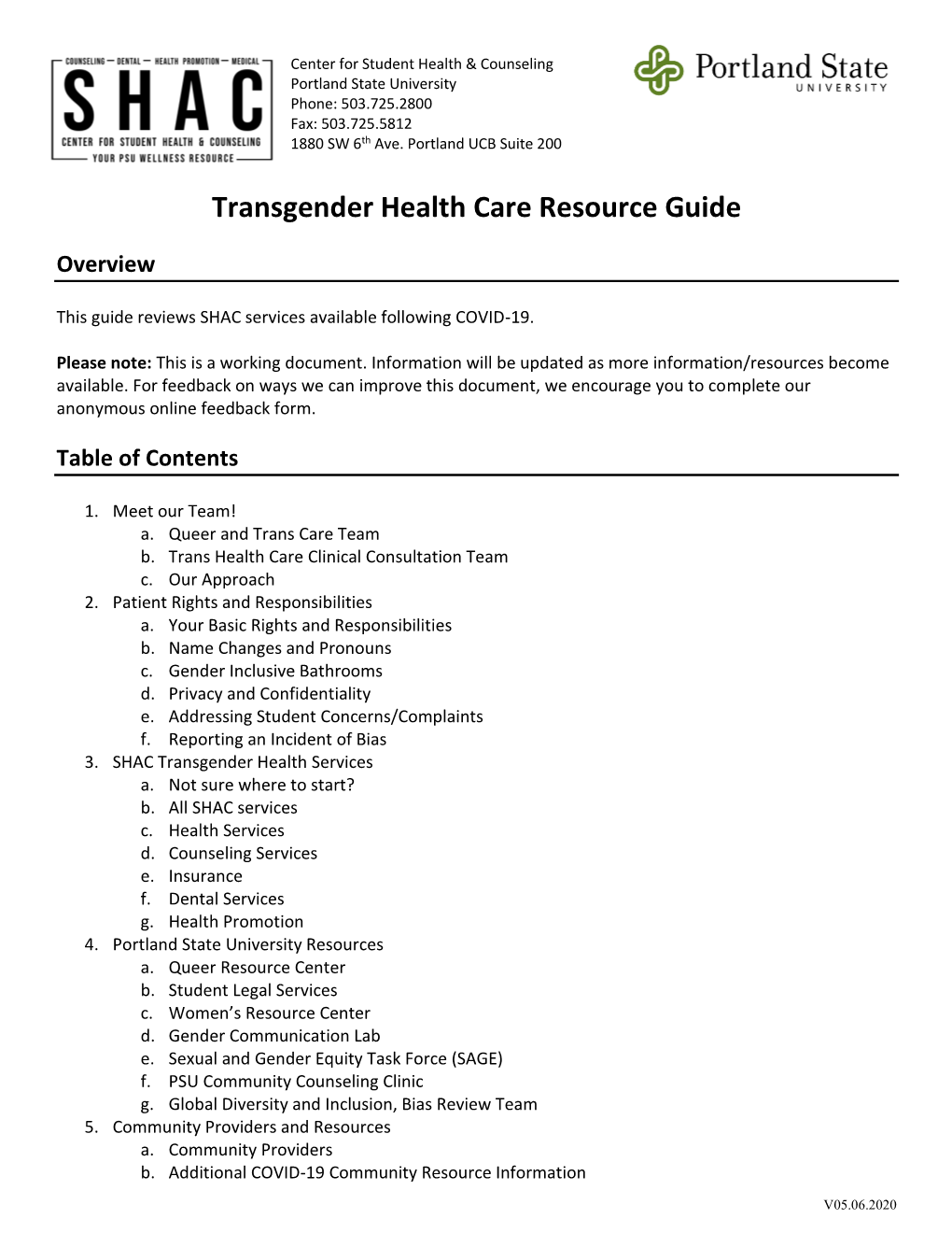 Transgender Health Care Resource Guide