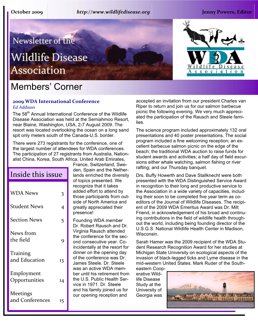 October 2009 Newsletter