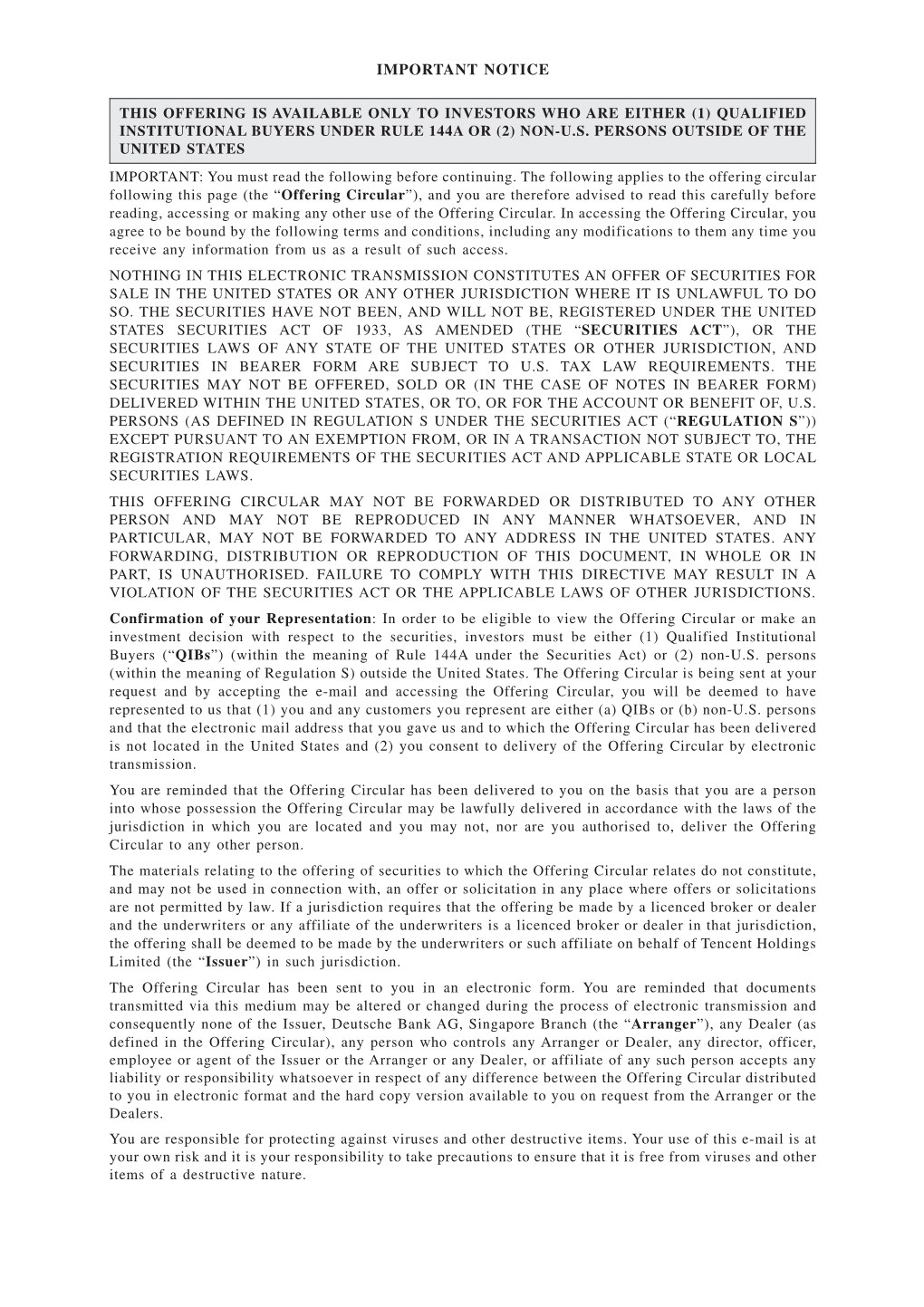 (1) Qualified Institutional Buyers Under Rule 144A Or (2) Non-U.S