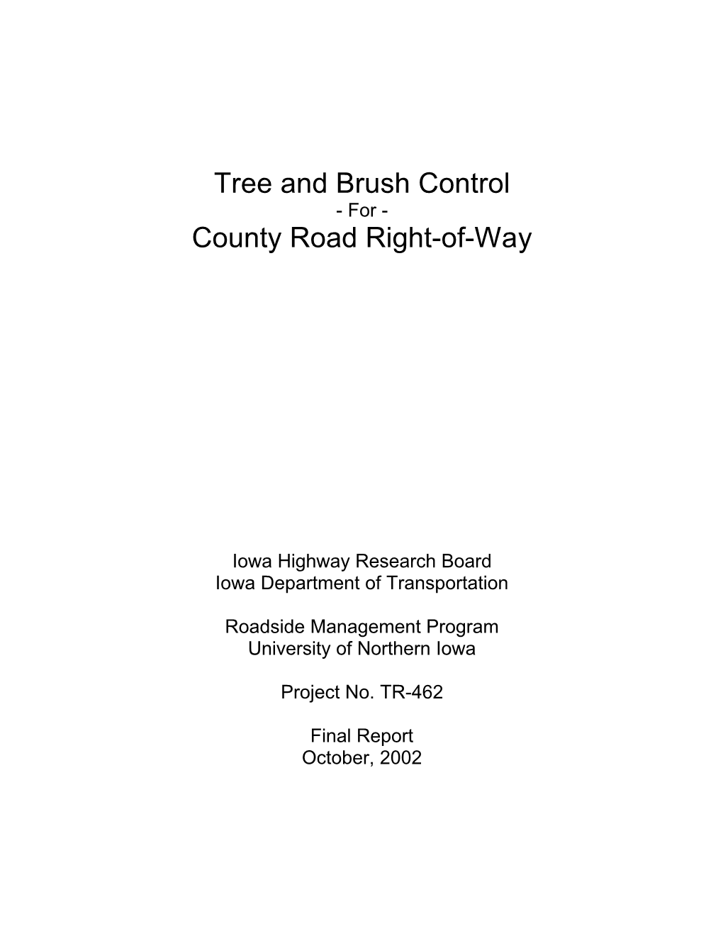 Tree and Brush Control for County Road