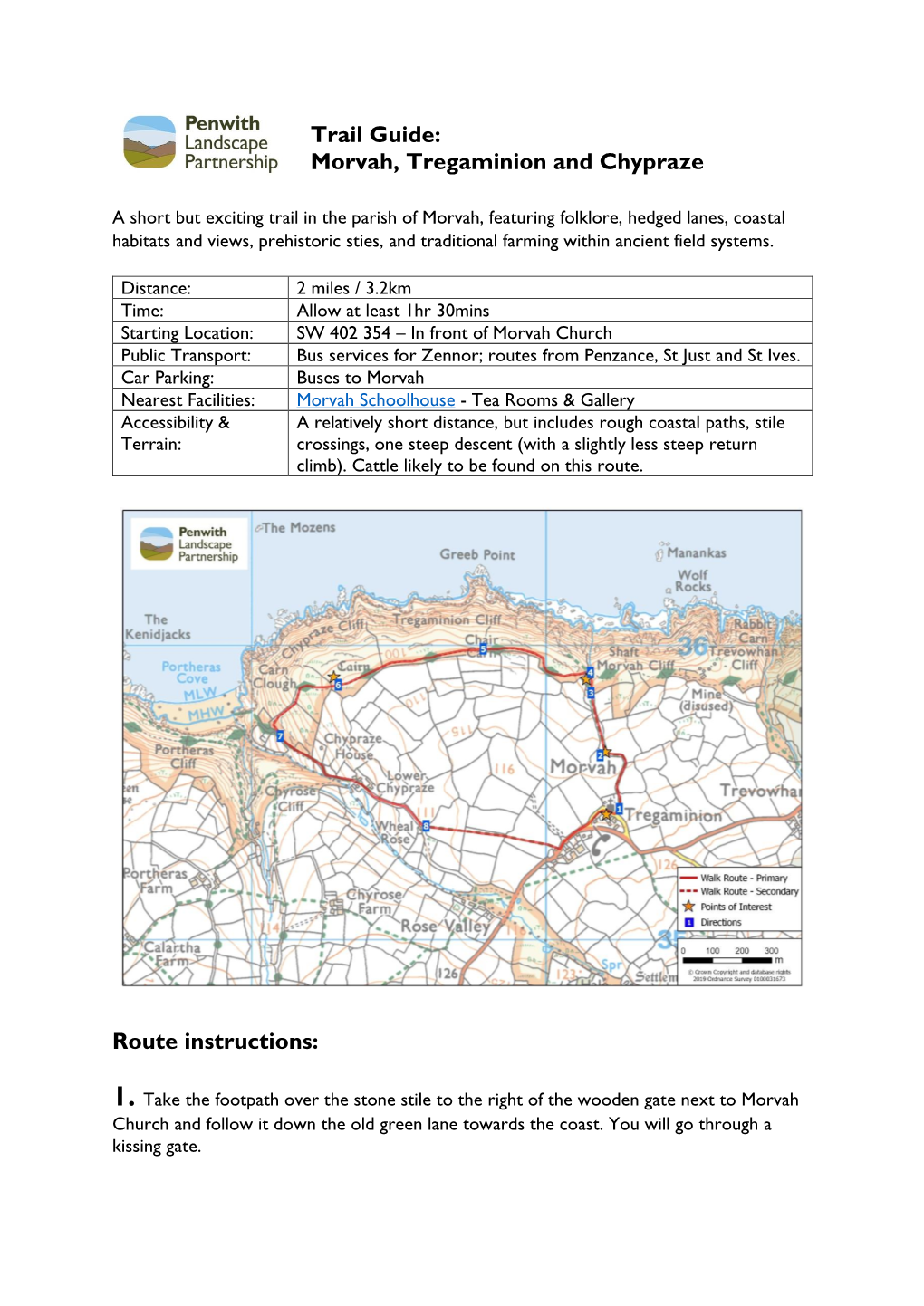 Trail Guide: Morvah, Tregaminion and Chypraze Route Instructions