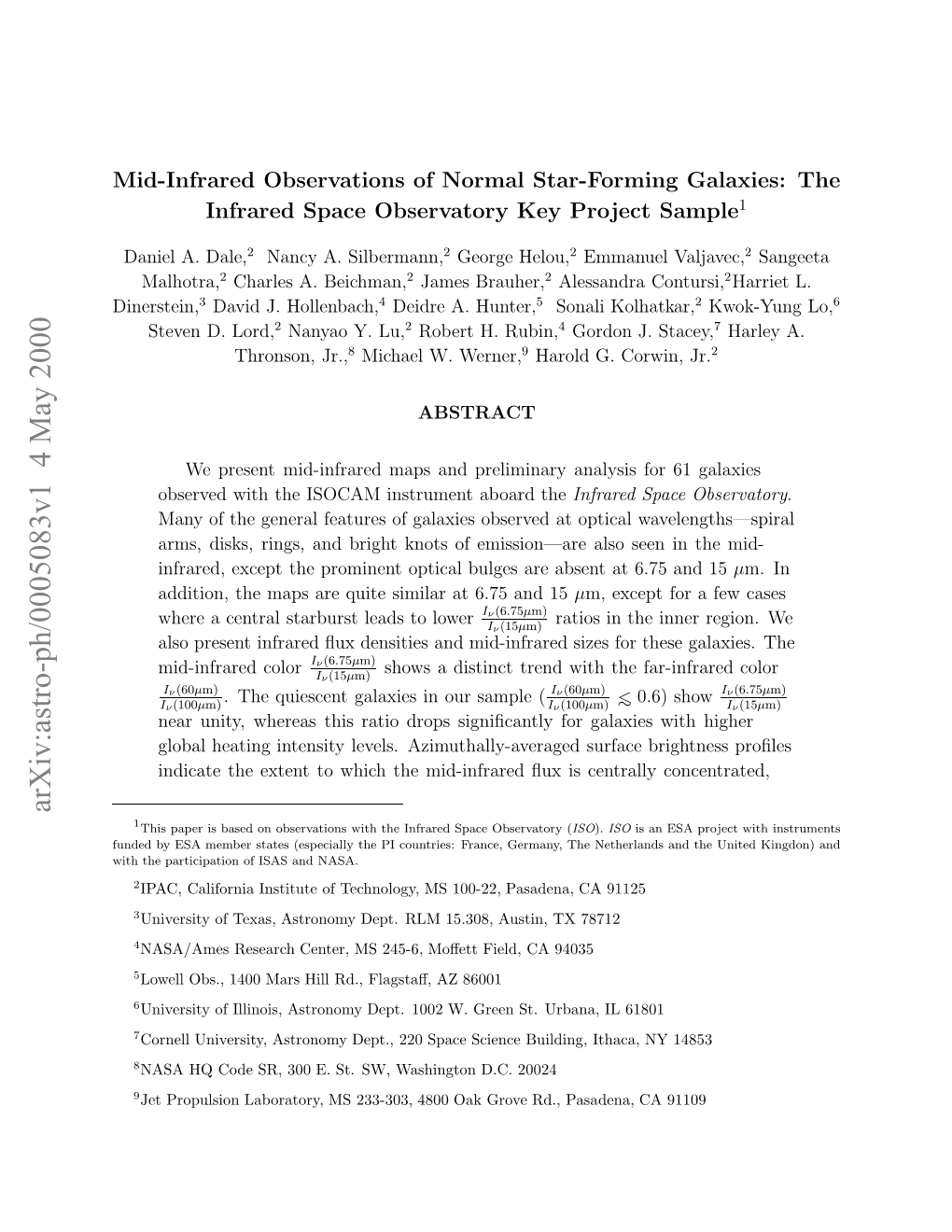 Mid-Infrared Observations of Normal Star-Forming Galaxies: the Infrared