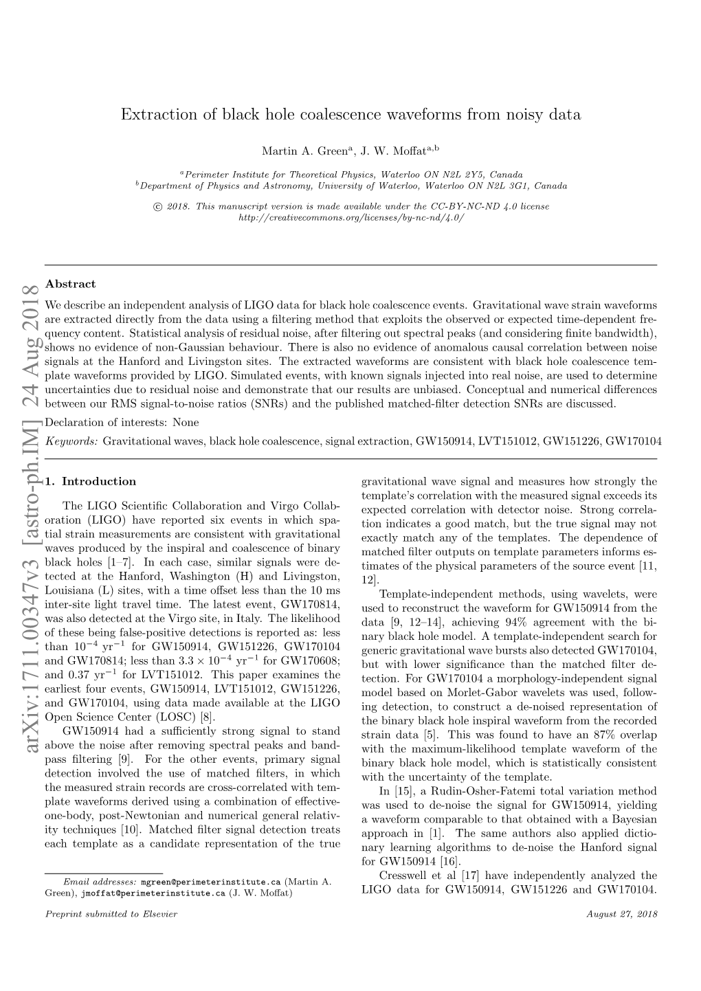 Extraction of Black Hole Coalescence Waveforms from Noisy Data