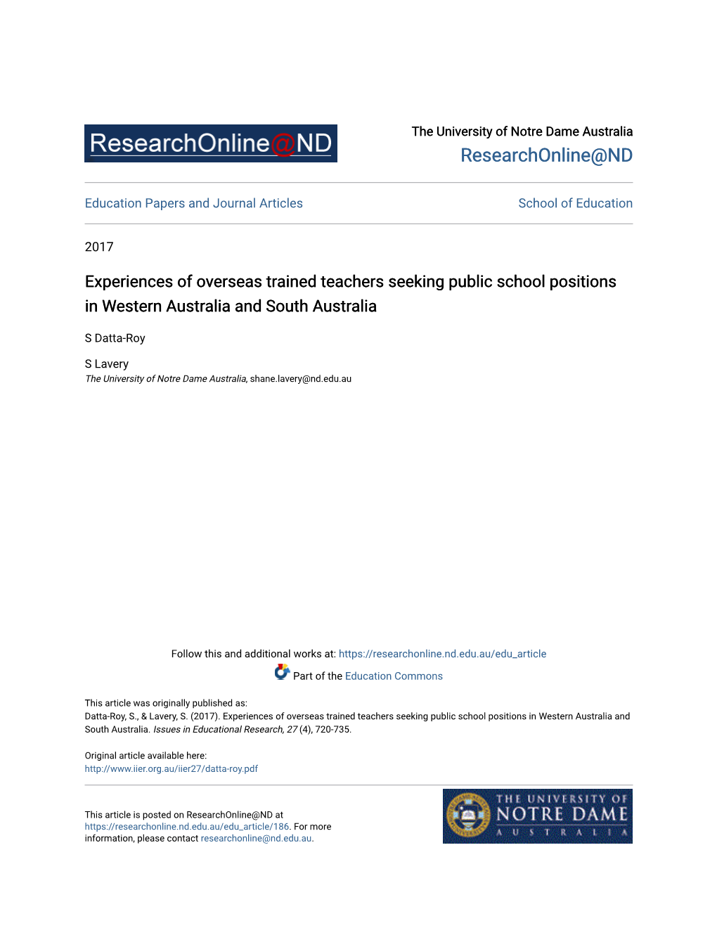 Experiences of Overseas Trained Teachers Seeking Public School Positions in Western Australia and South Australia