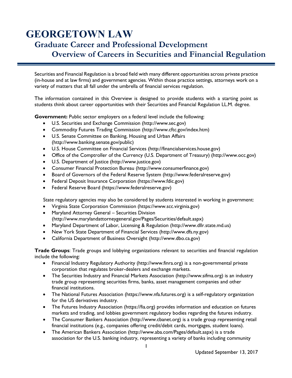 Careers in Securities and Financial Regulation