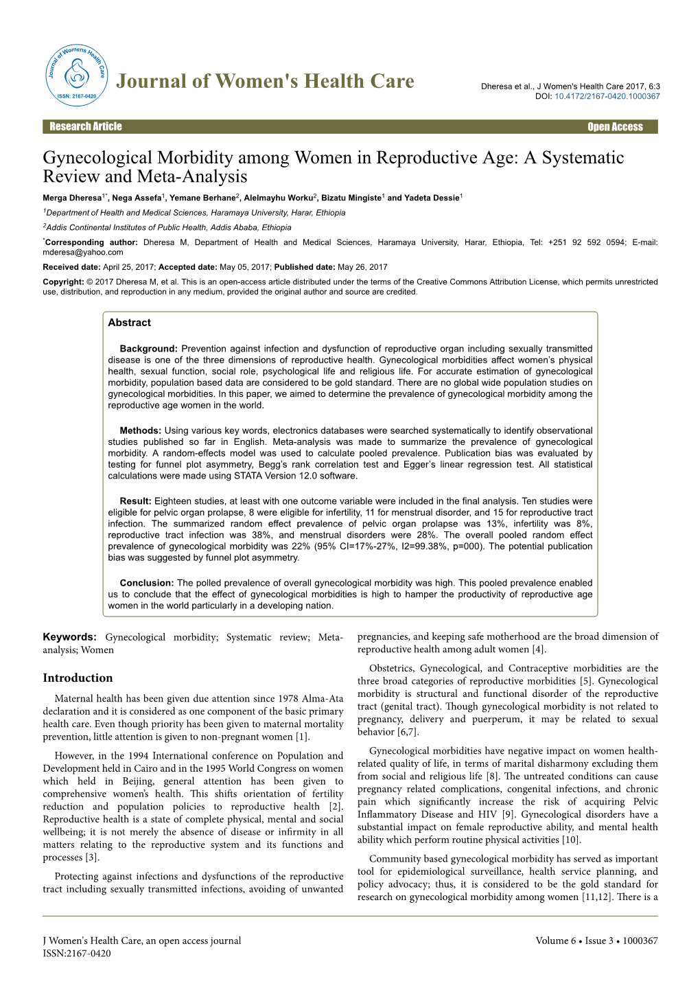 Gynecological Morbidity Among Women in Reproductive