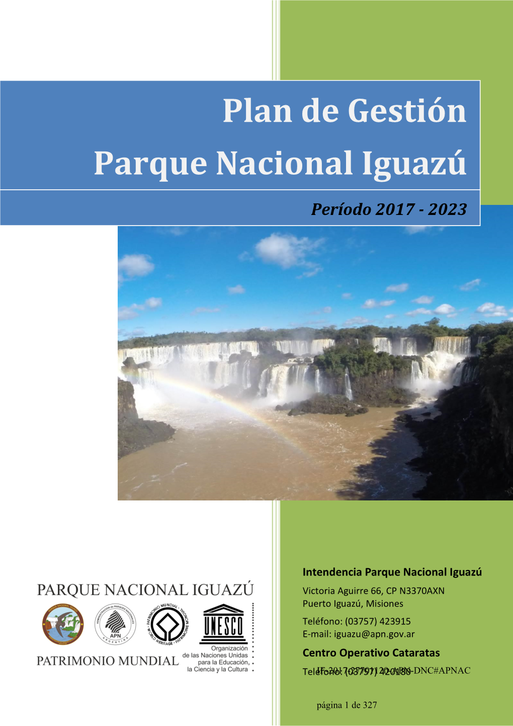 Plan De Gestión Parque Nacional Iguazú