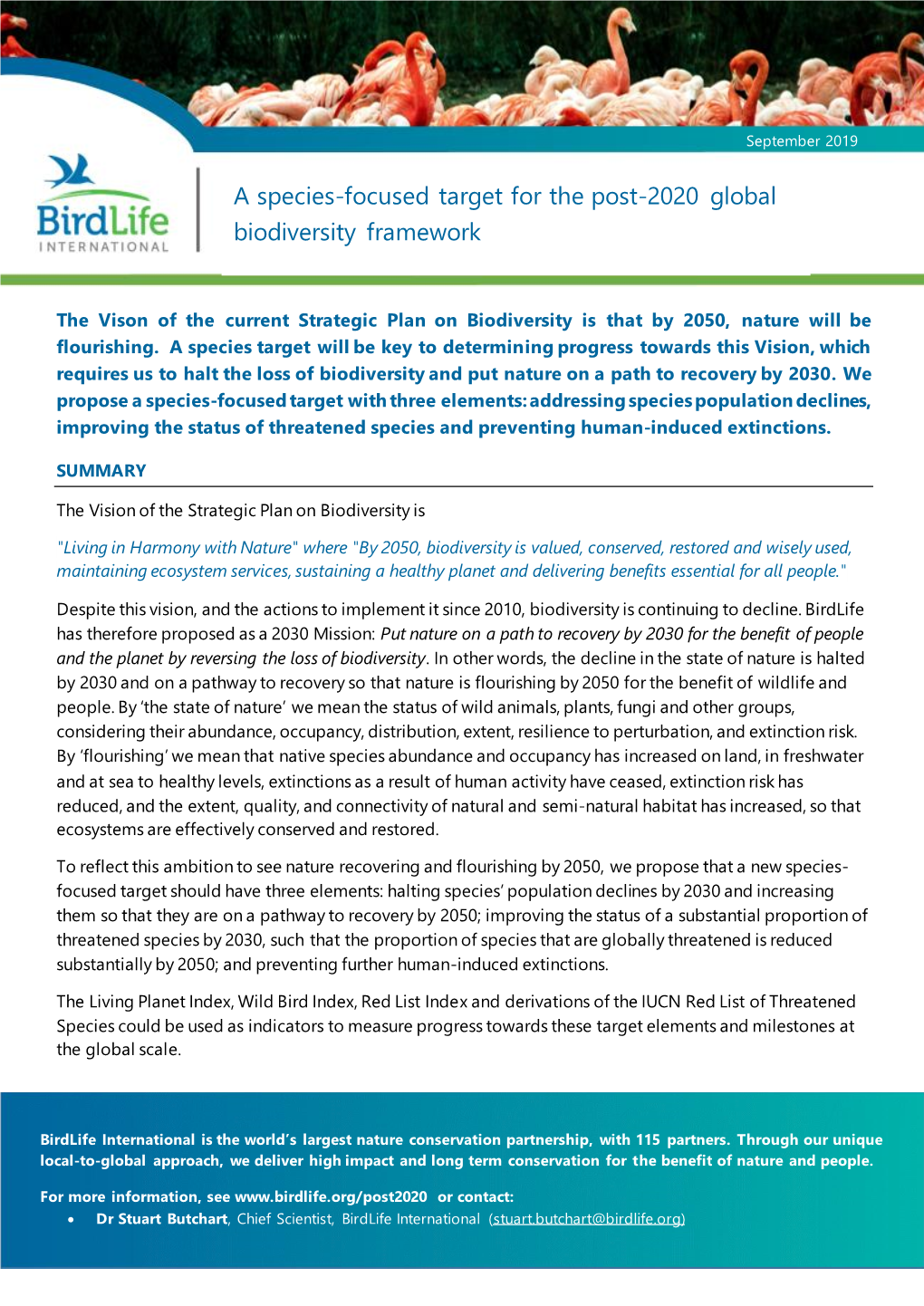 A Species-Focused Target for the Post-2020 Global Biodiversity Framework