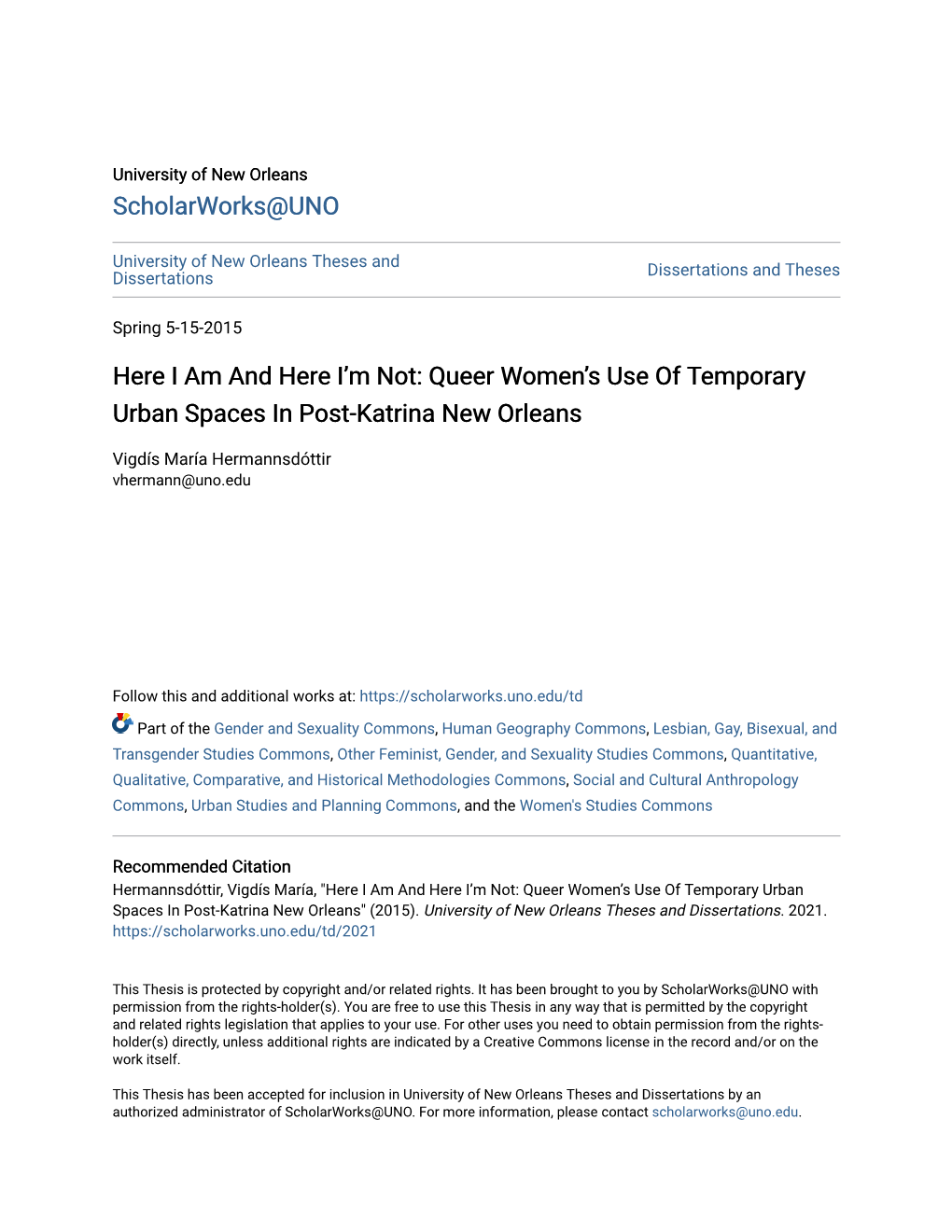 Queer Womenâ•Žs Use of Temporary Urban