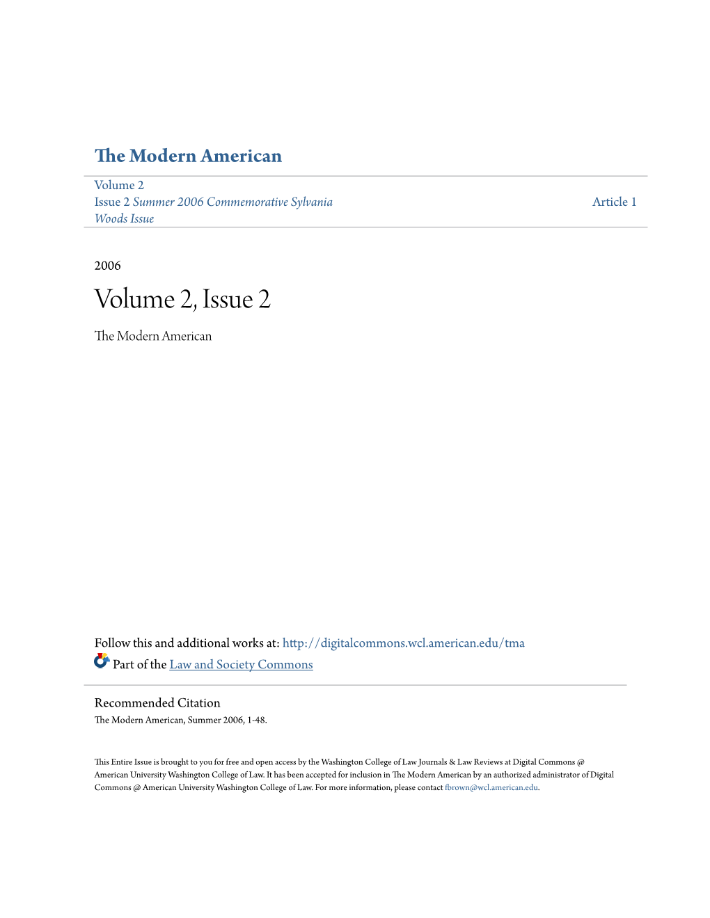 Volume 2, Issue 2 the Om Dern American