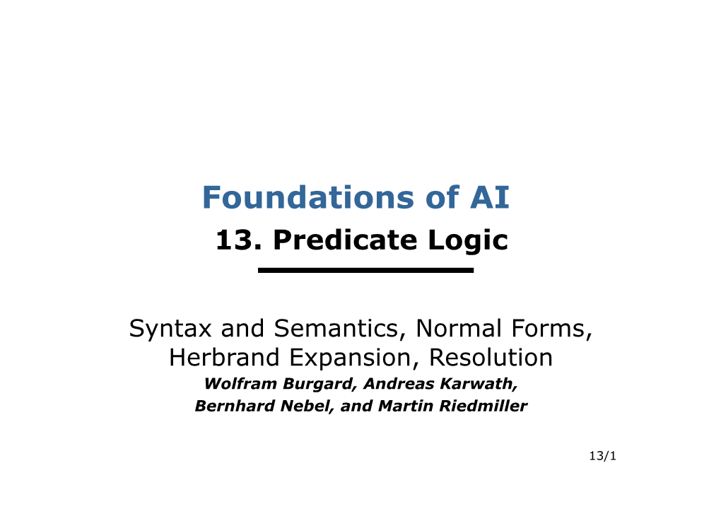 Foundations of AI 13