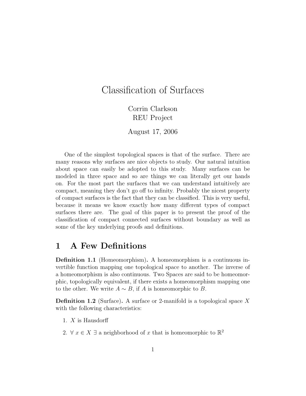 Classification of Surfaces