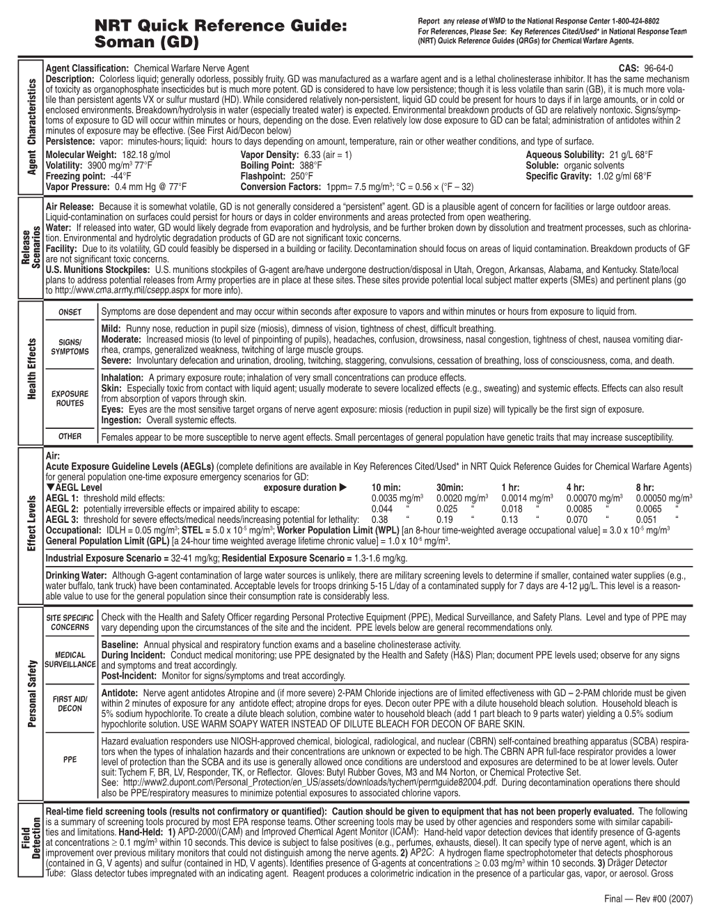 Nerve Agent Tables