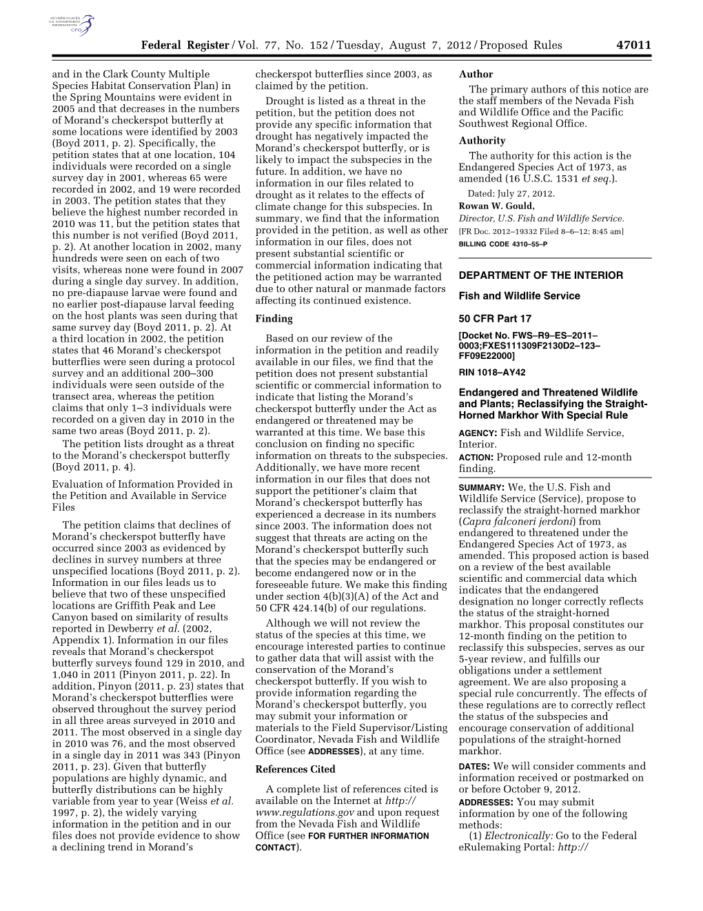 Federal Register/Vol. 77, No. 152/Tuesday, August 7, 2012