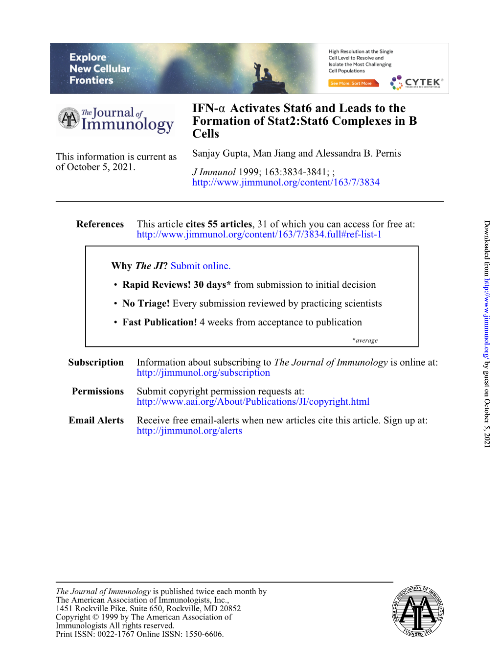 Cells Formation of Stat2:Stat6 Complexes in B Activates Stat6 And