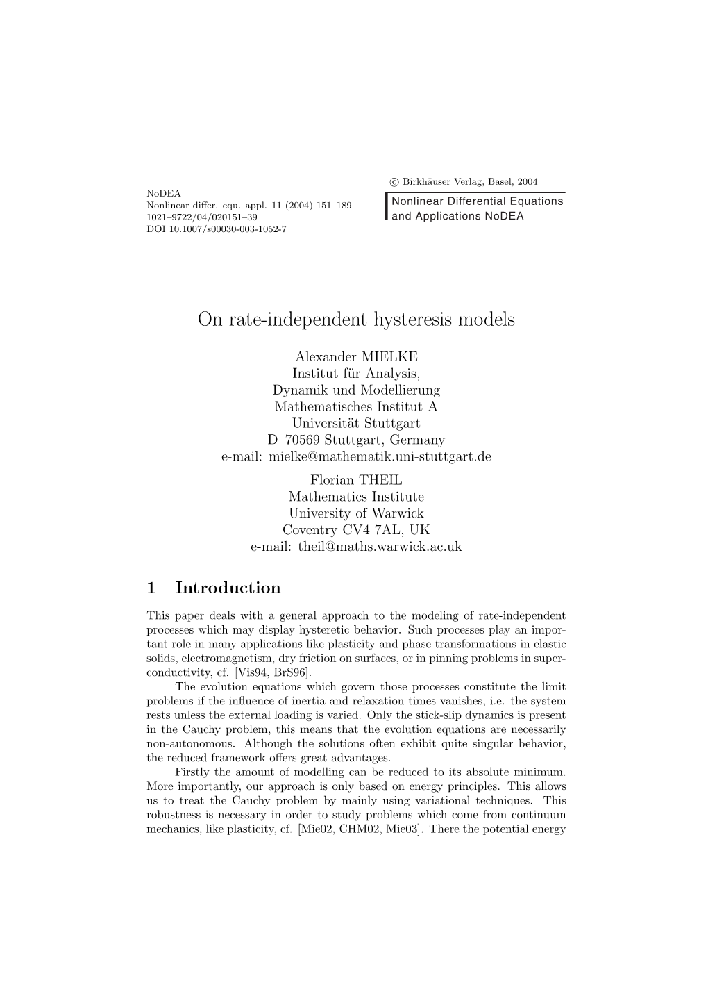 On Rate-Independent Hysteresis Models