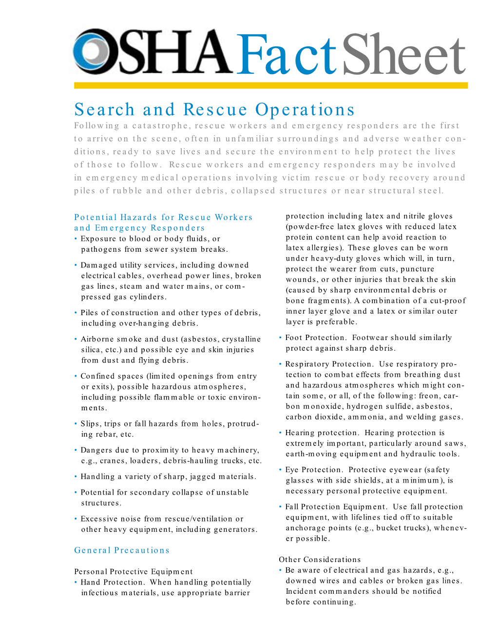 Search and Rescue Operations