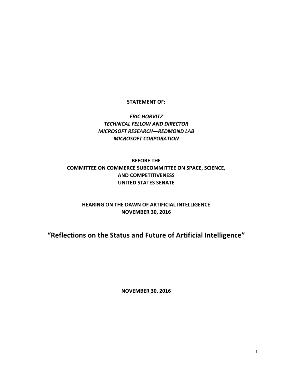 “Reflections on the Status and Future of Artificial Intelligence”