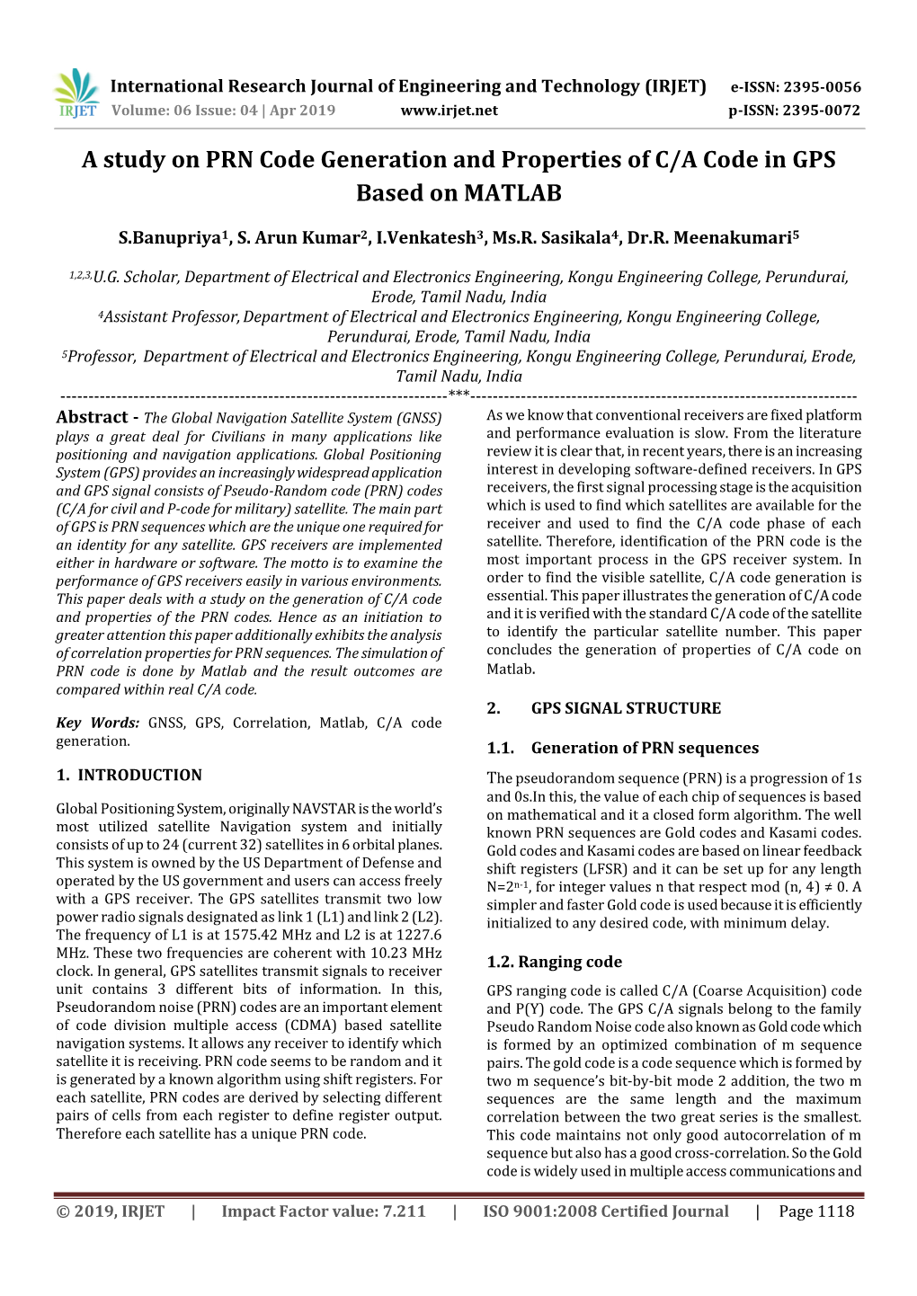 A Study on PRN Code Generation and Properties of C/A Code in GPS Based on MATLAB