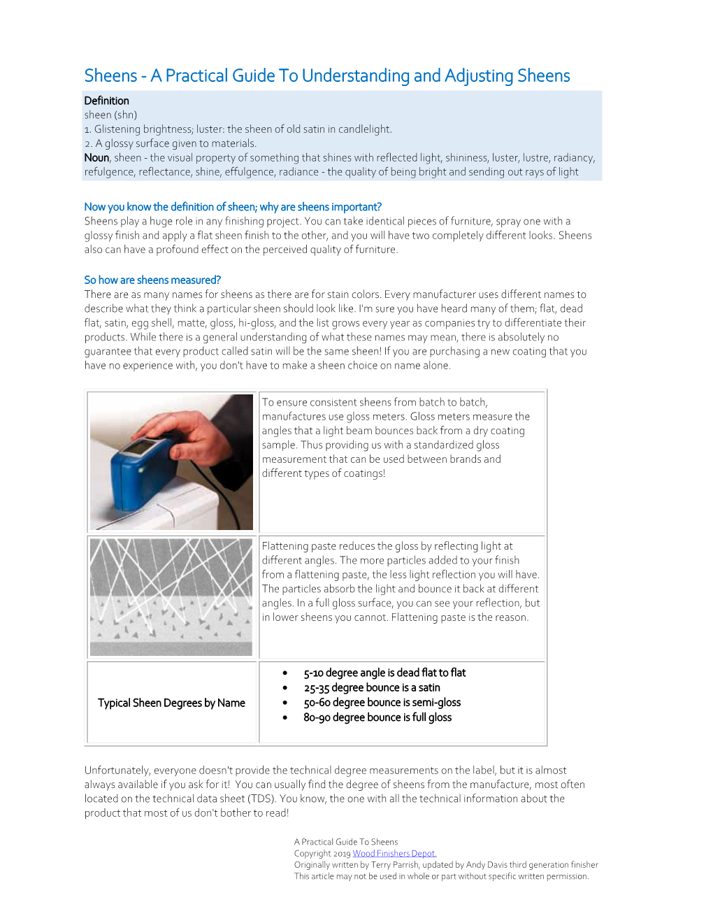 A Practical Guide to Understanding and Adjusting Sheens Definition Sheen (Shn) 1