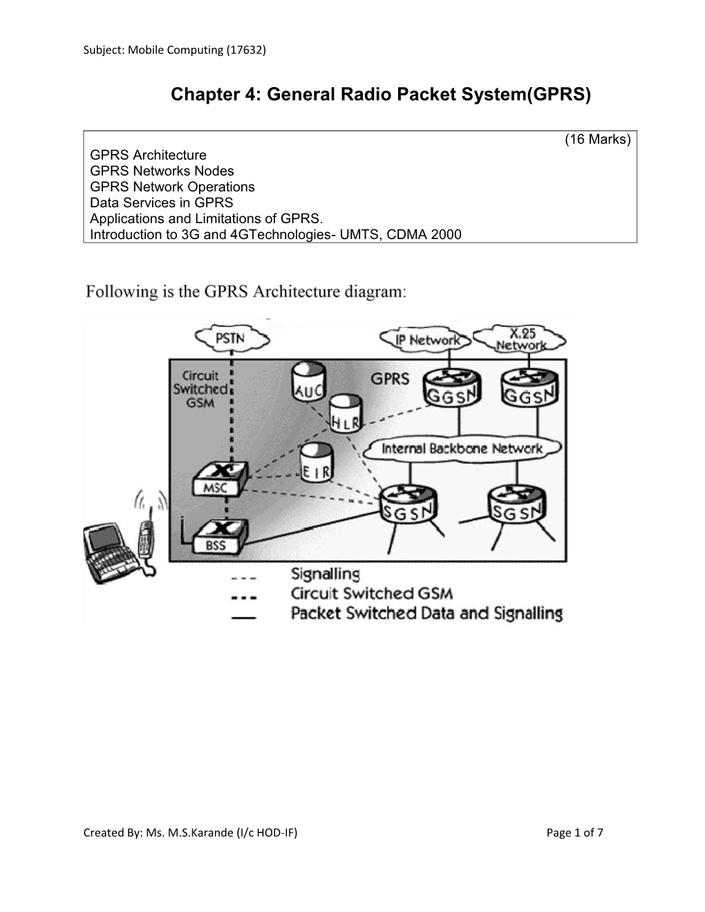 Chapter 4: General Radio Packet System(GPRS)