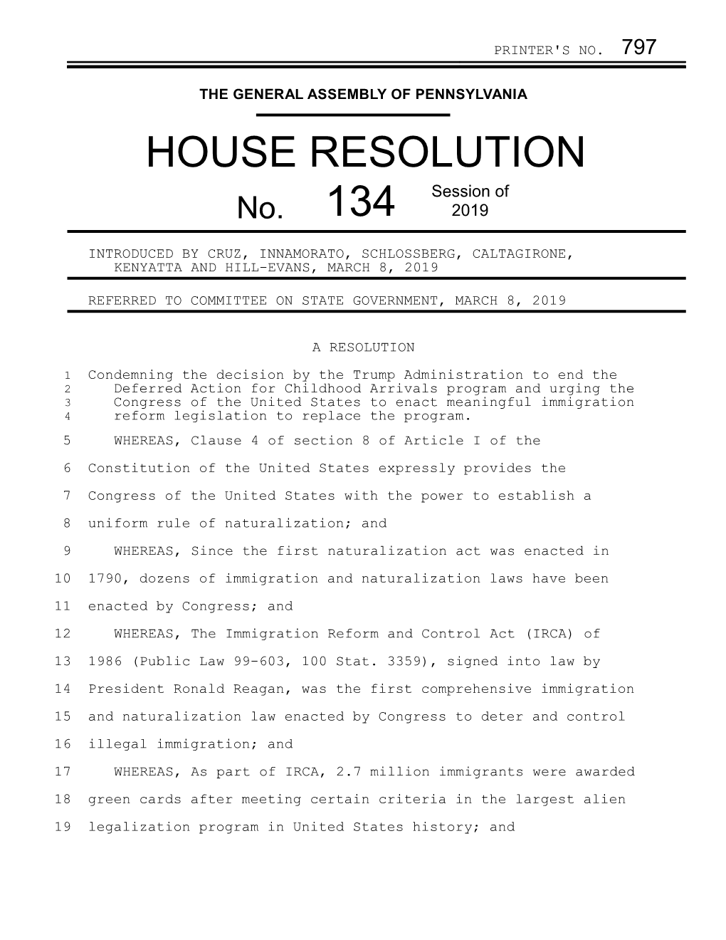 HOUSE RESOLUTION Session of No