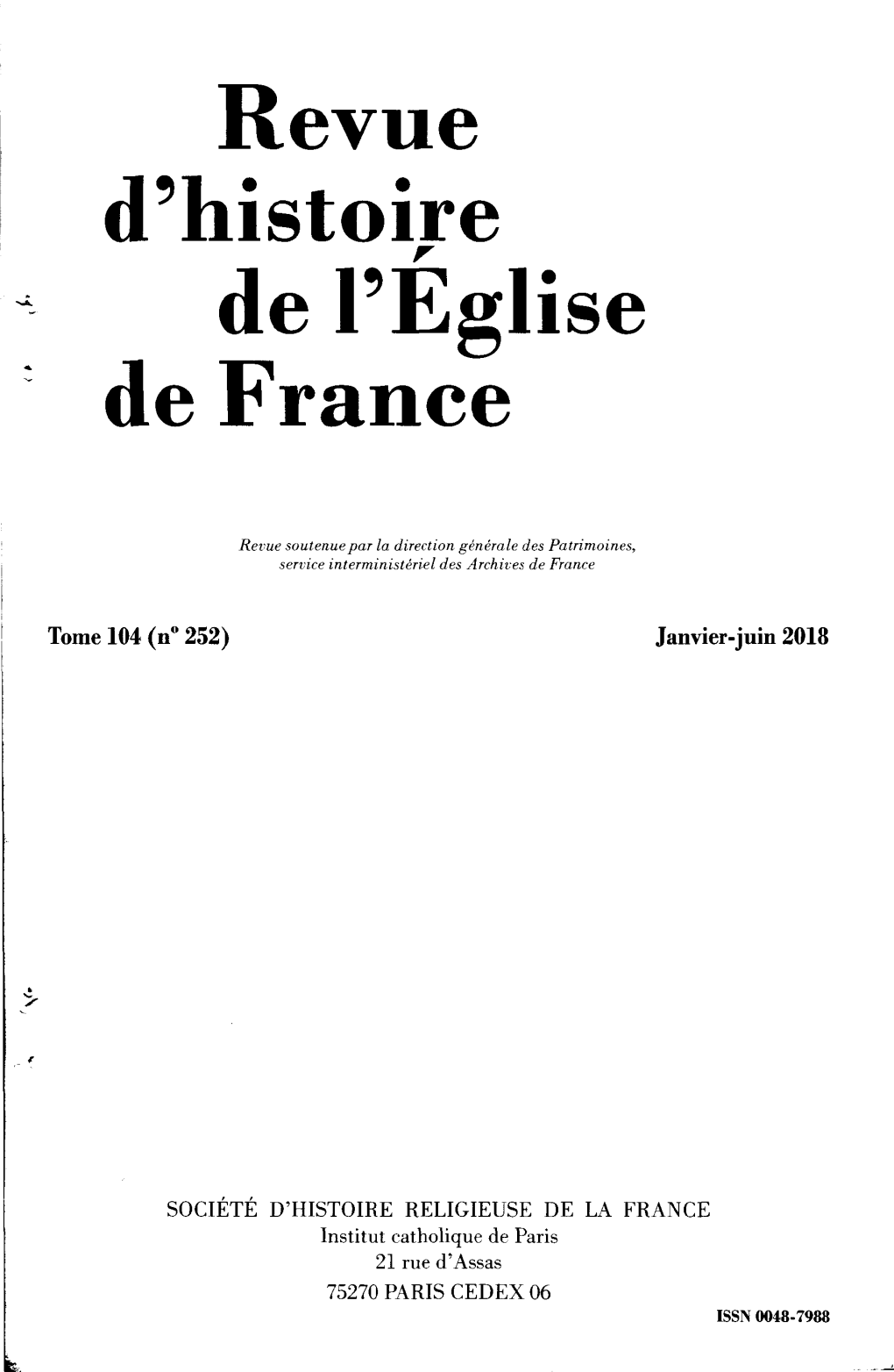 Revue D'histoire De L'eglise De France