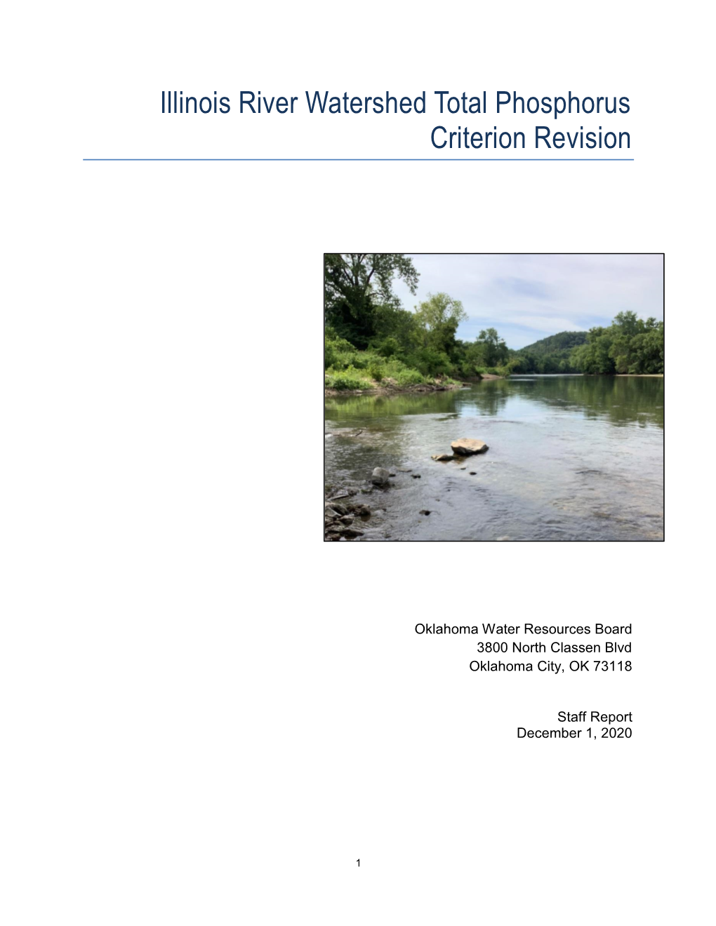 Illinois River Watershed Total Phosphorus Criterion Revision