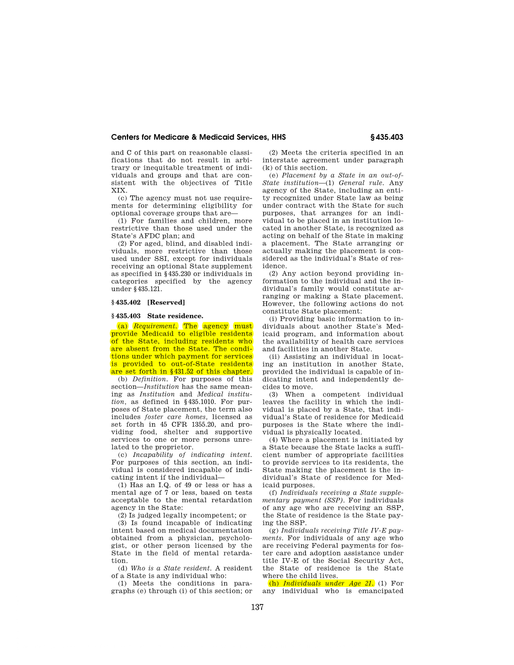 Centers for Medicare & Medicaid Services, HHS § 435.403