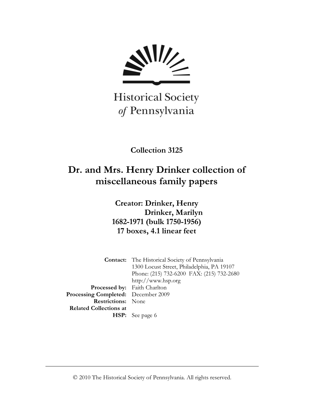 Henry Drinker Collection of Miscellaneous Family Papers