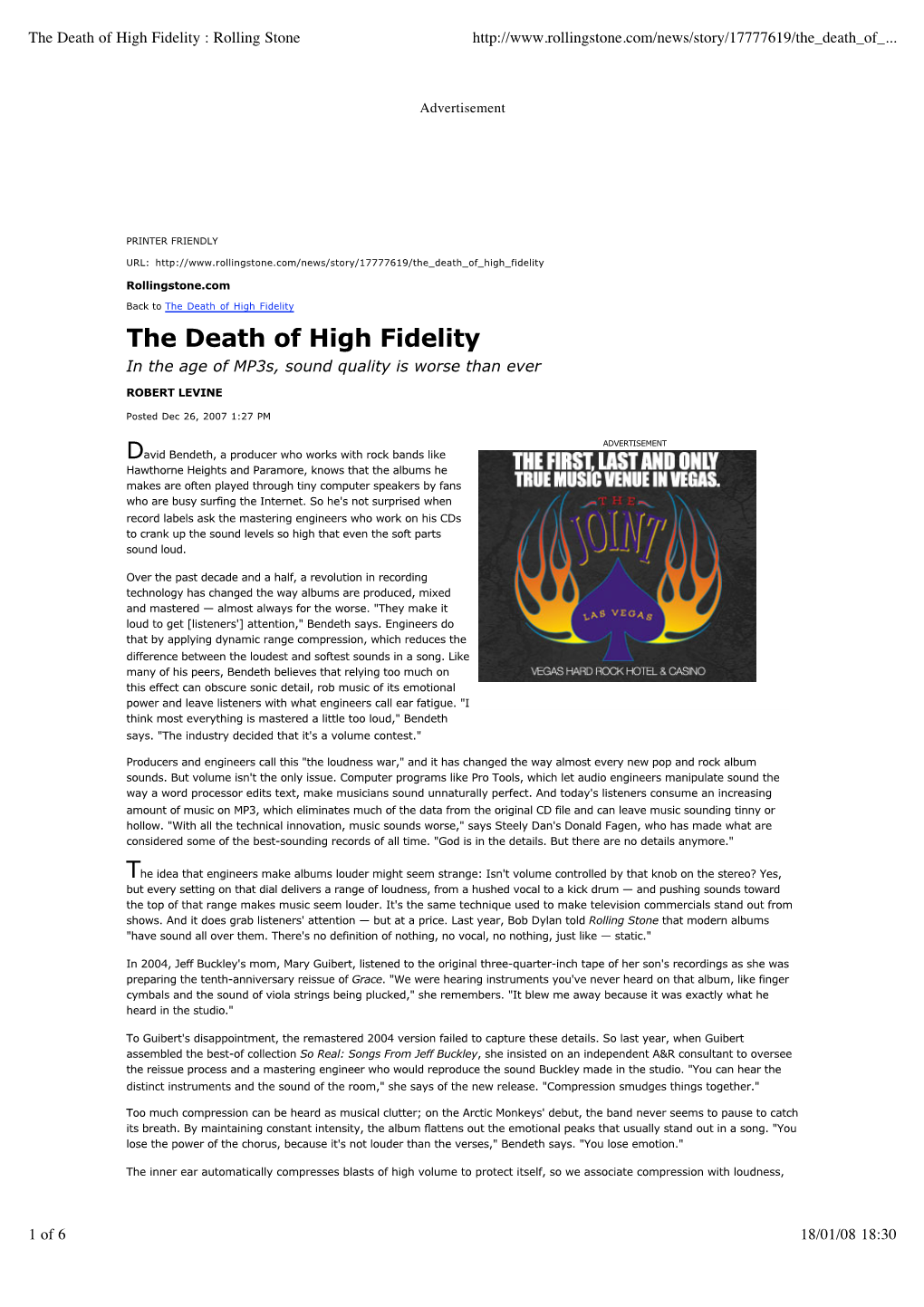 The Death of High Fidelity : Rolling Stone