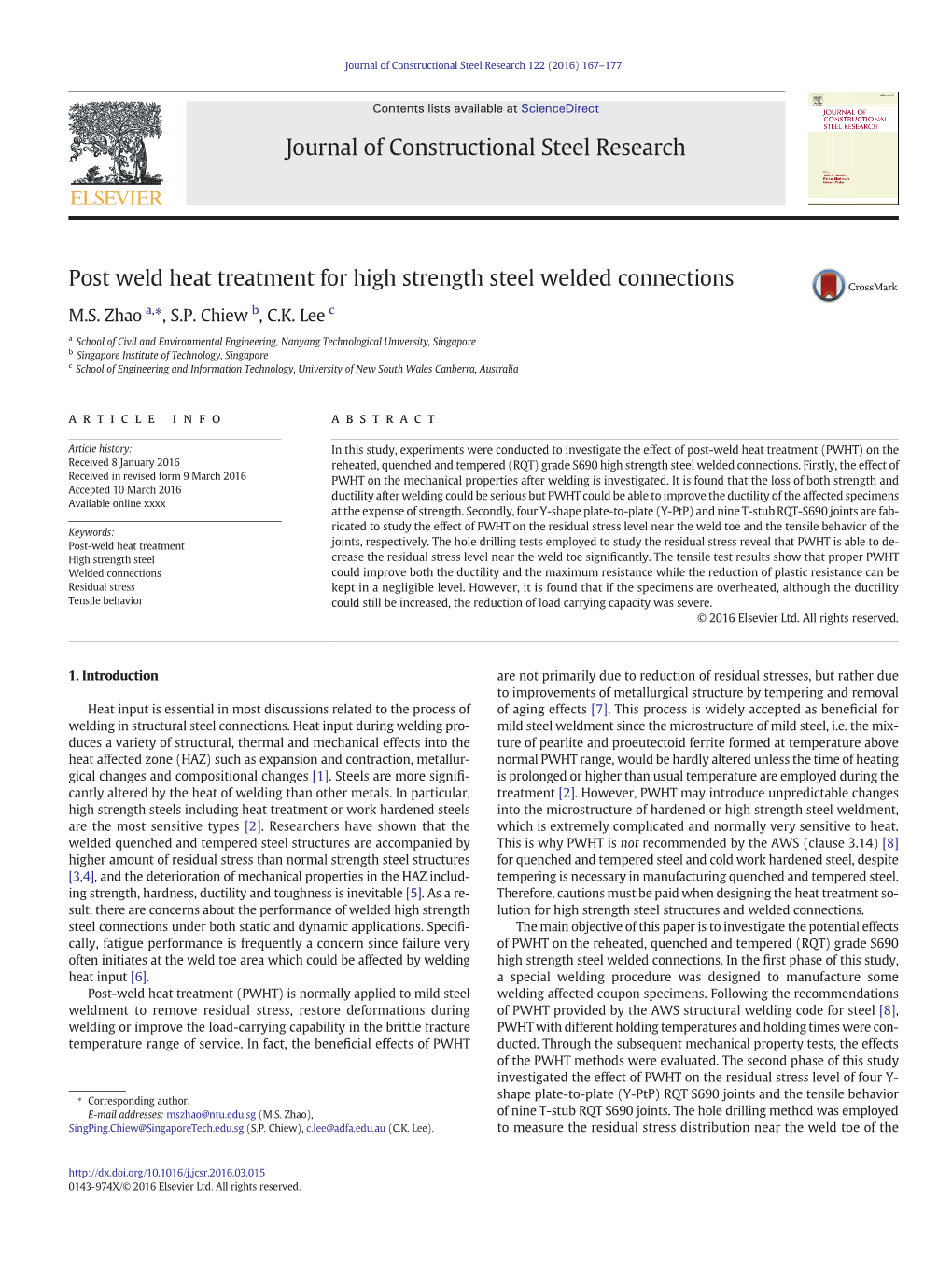 Post Weld Heat Treatment for High Strength Steel Welded Connections