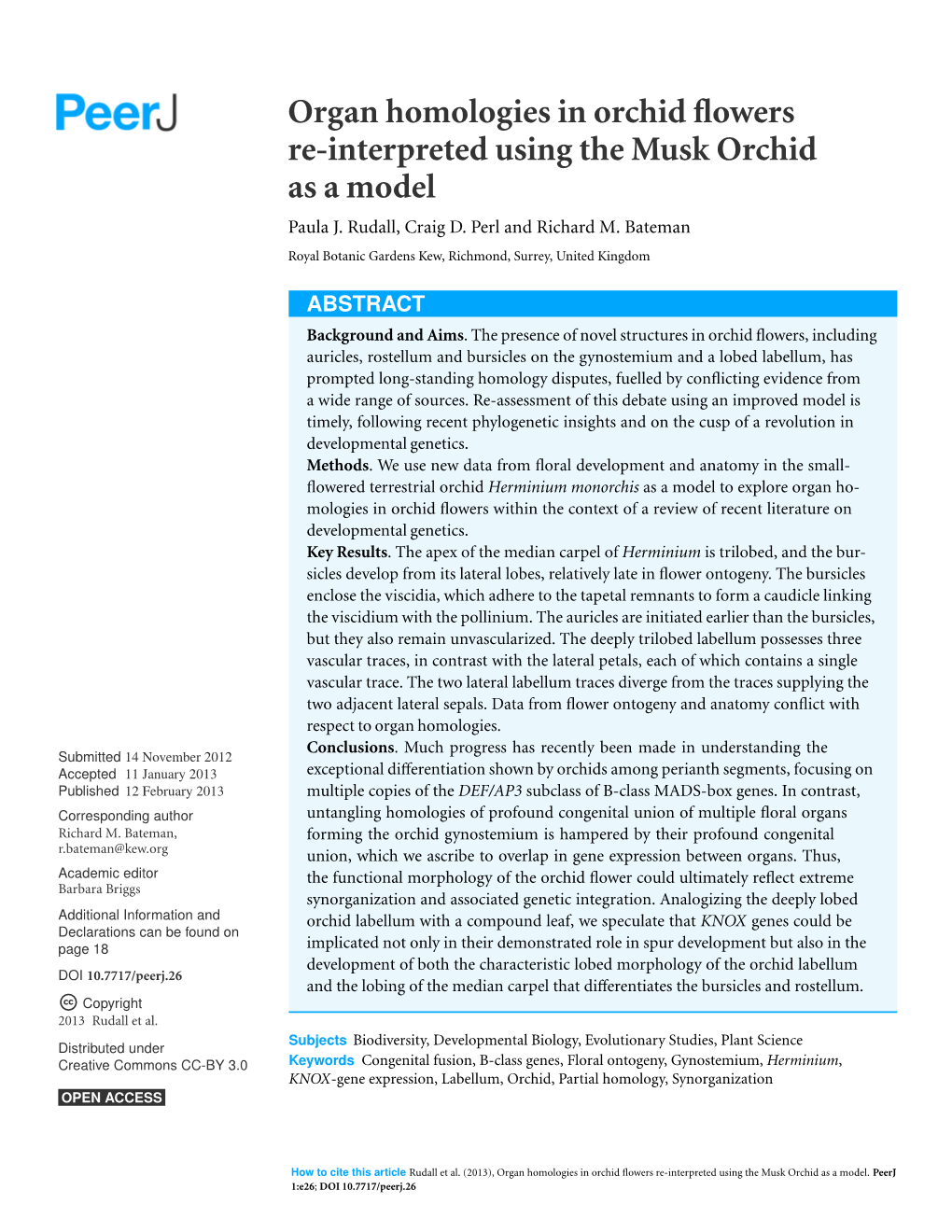 Organ Homologies in Orchid Flowers Re-Interpreted Using the Musk