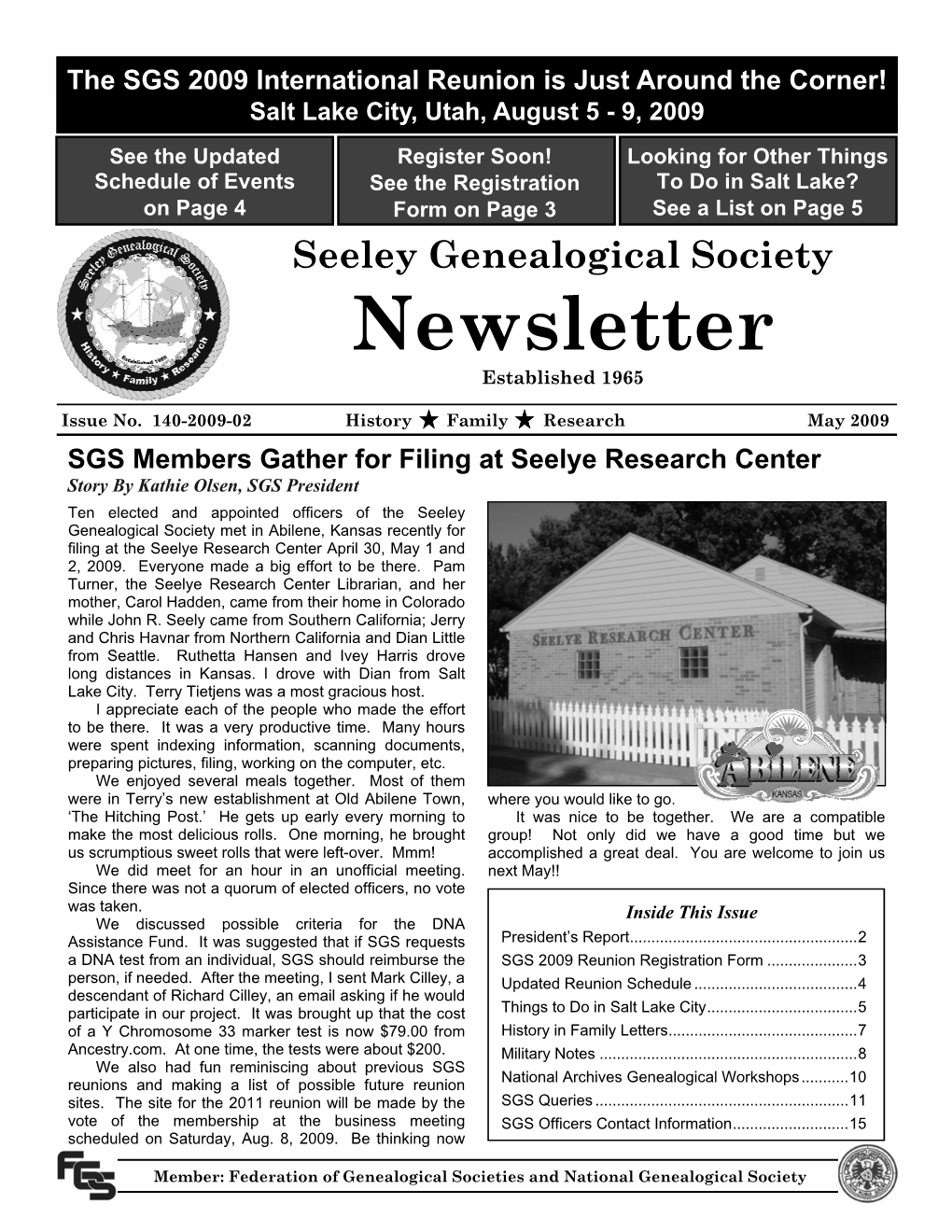 Newsletter Established 1965