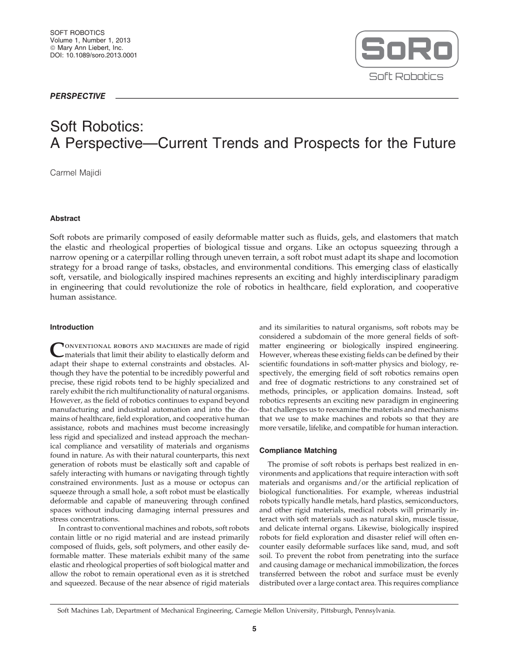 Soft Robotics: a Perspective—Current Trends and Prospects for the Future