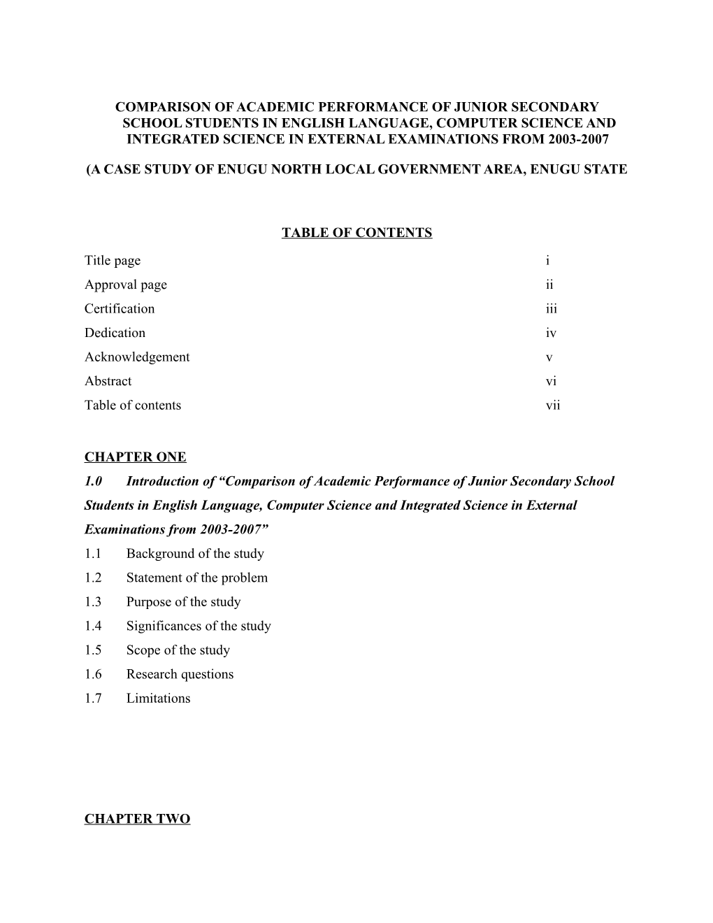 Comparison Of Academic Performance Of Junior Secondary School Students In English Language, Computer Science And Integrated Science In External Examinations