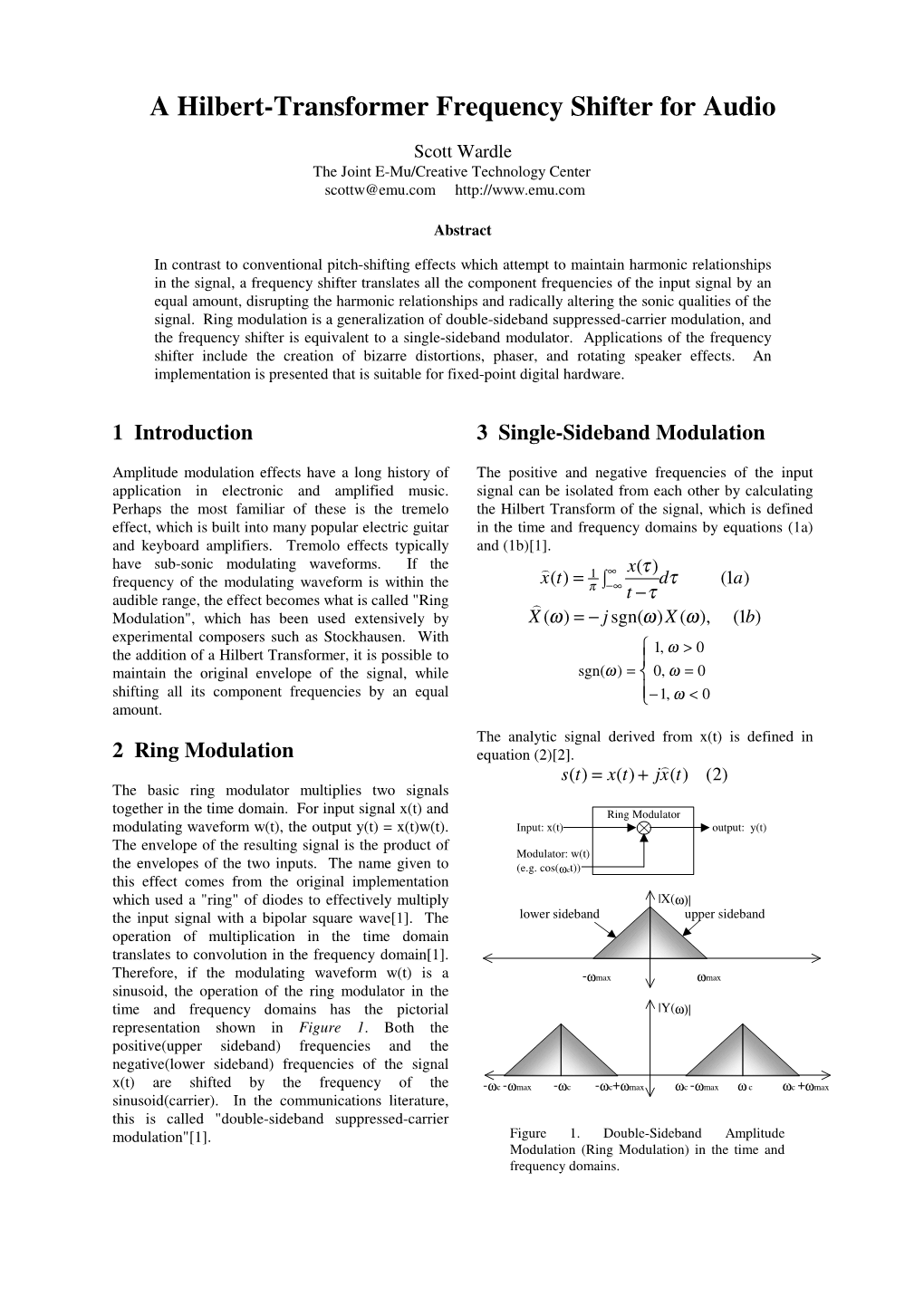 A Hilbert-Transformer Frequency Shifter for Audio