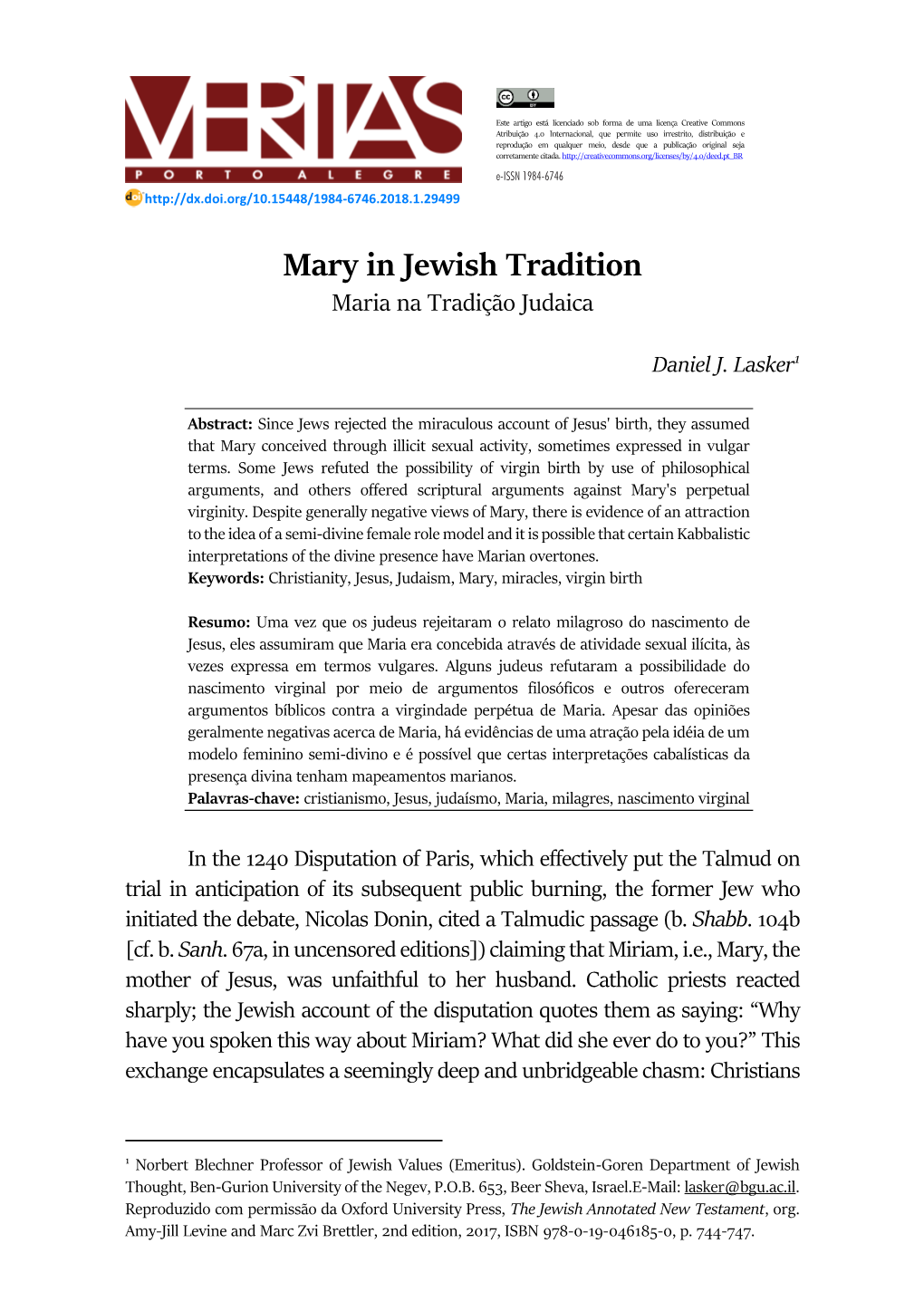 Mary in Jewish Tradition Maria Na Tradição Judaica