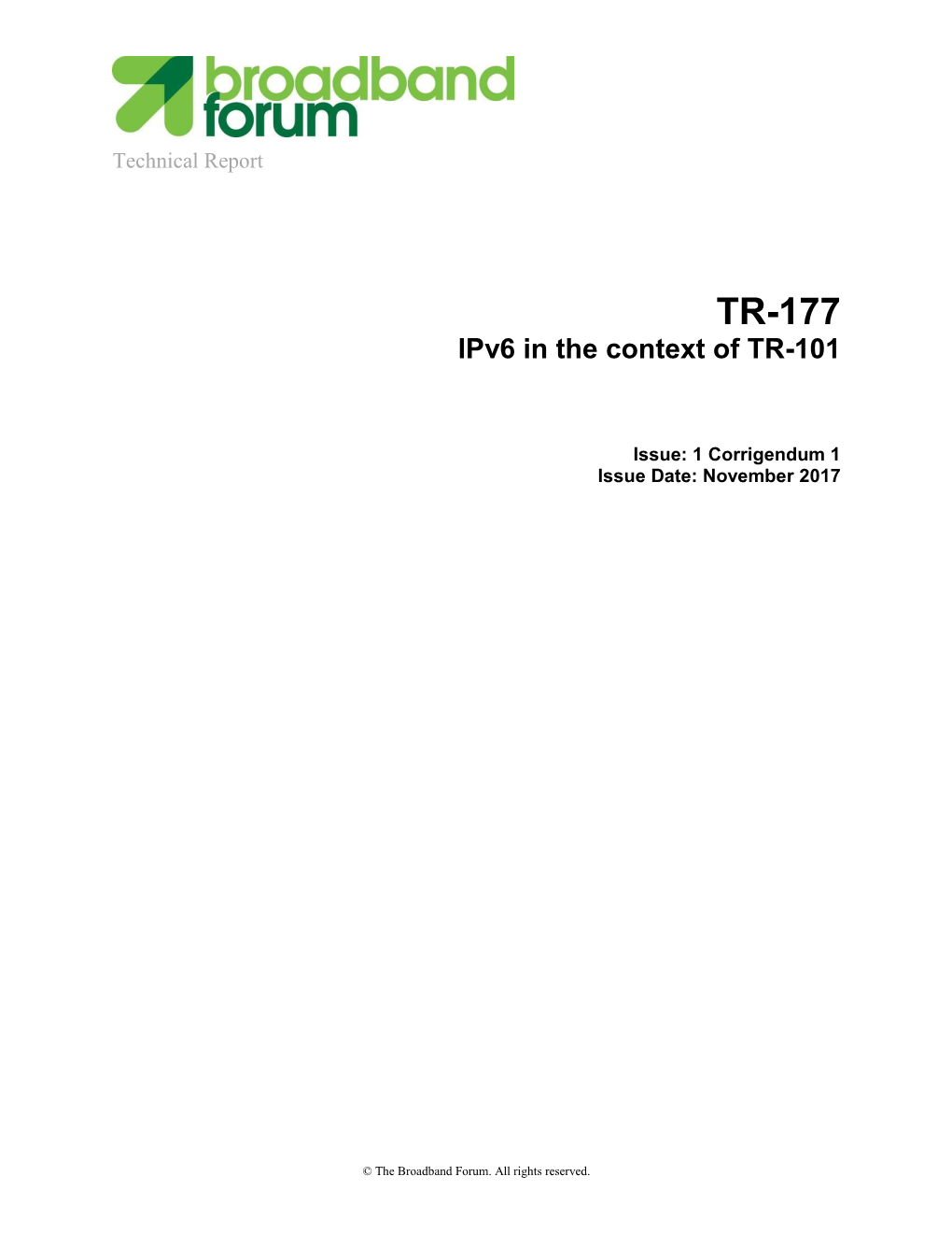 Ipv6 in the Context of TR-101