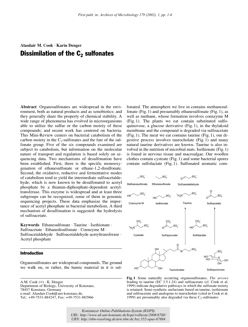 Dissimilation of the C2 Sulfonates