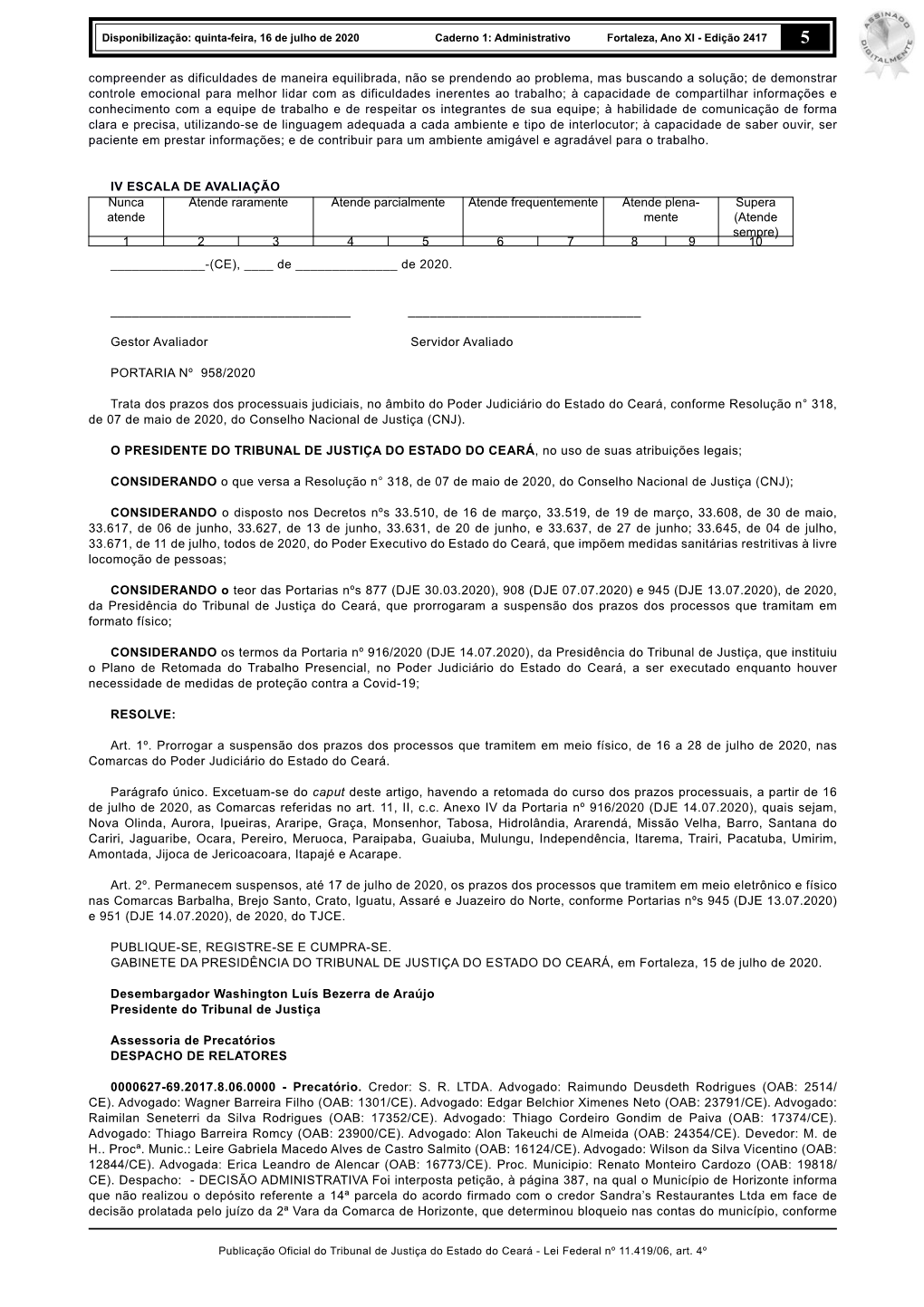 Portaria Nº 958/2020