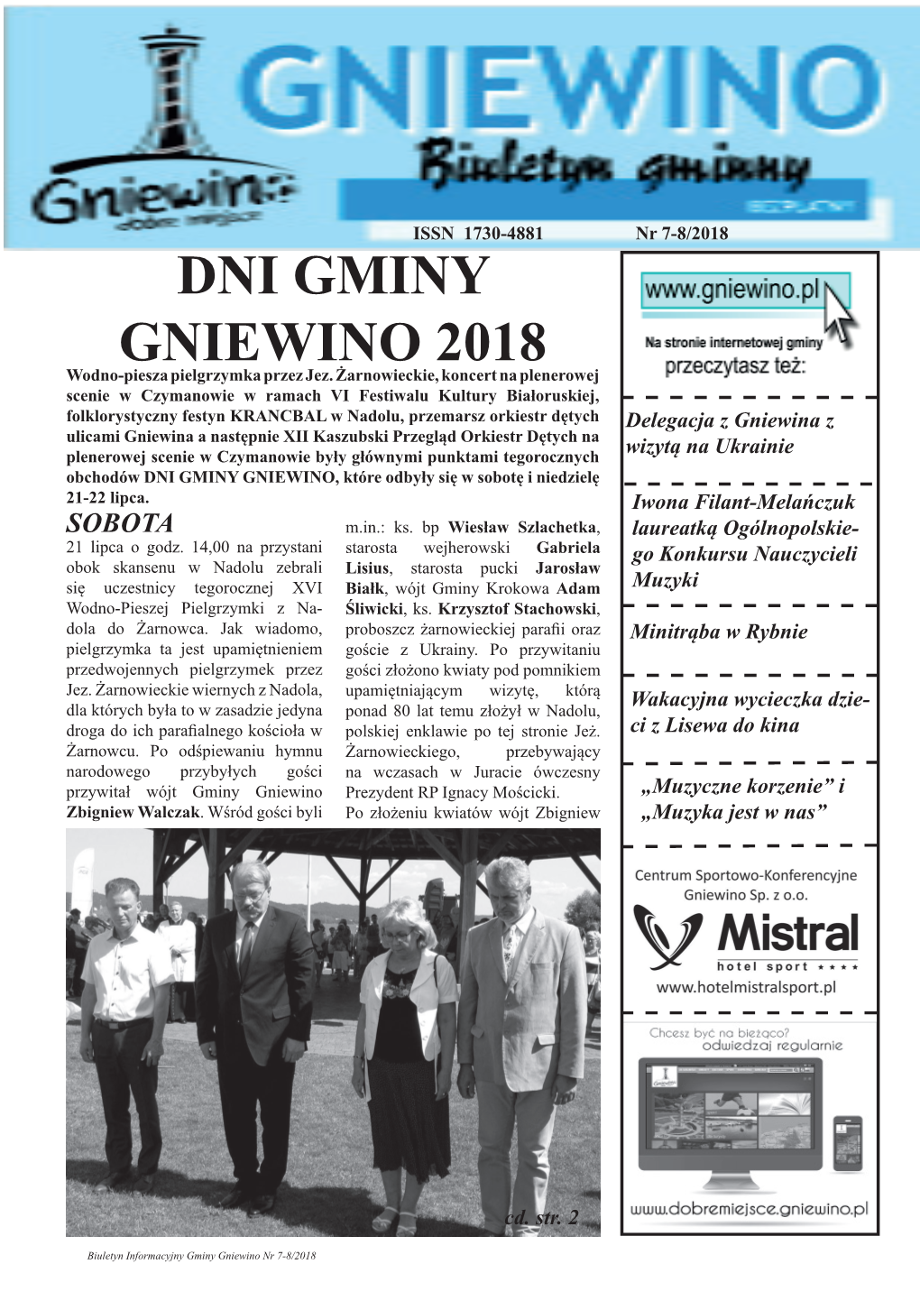 DNI GMINY GNIEWINO 2018 Wodno-Piesza Pielgrzymka Przez Jez