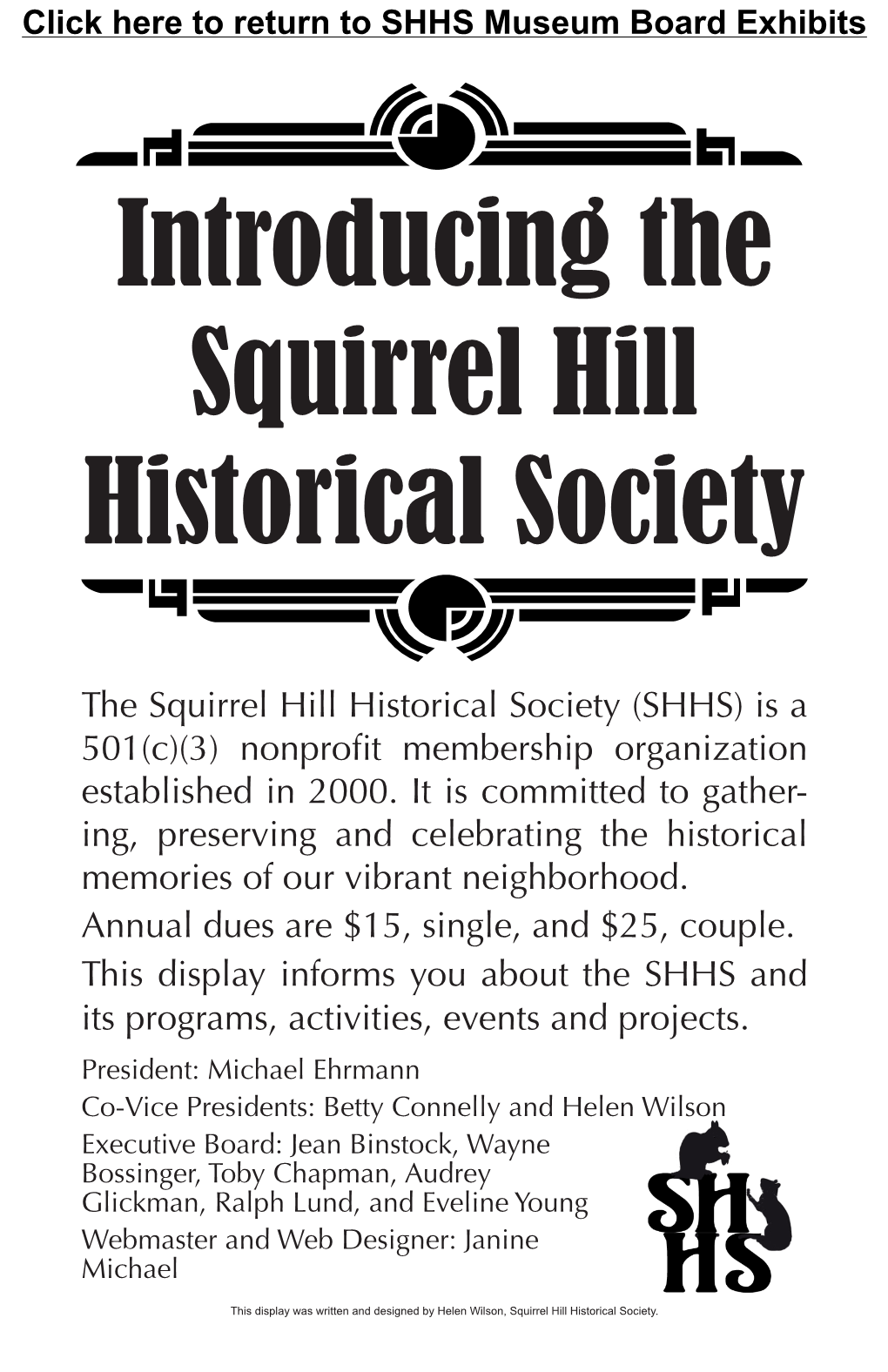 The Squirrel Hill Historical Society