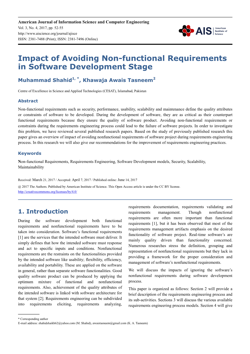 Impact of Avoiding Non-Functional Requirements in Software Development Stage