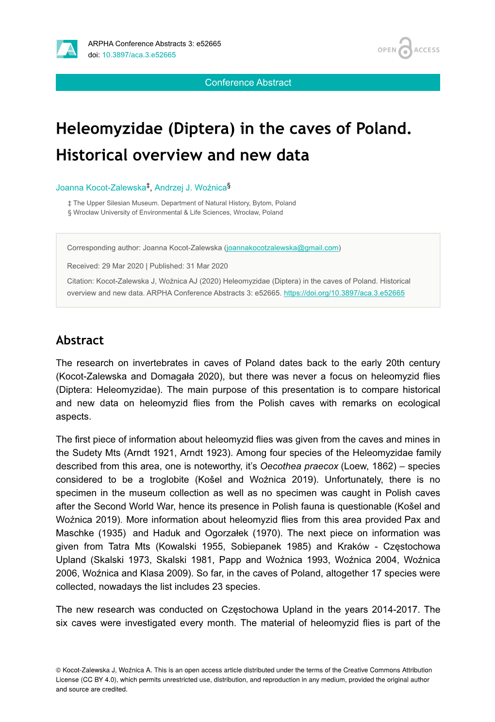 Heleomyzidae (Diptera) in the Caves of Poland